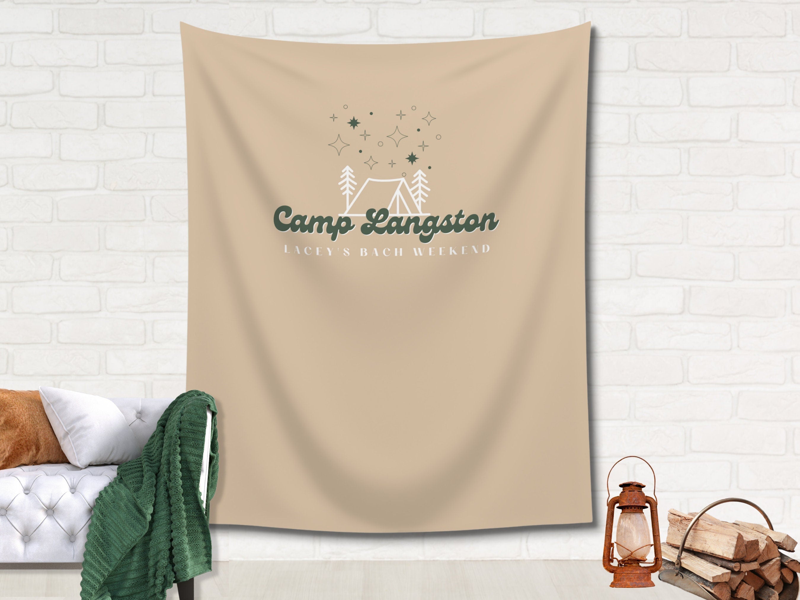 Retro Camp Bachelorette Party Custom Text Banner