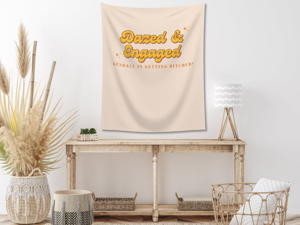 Dazed & Engaged Retro Bachelorette Weekend Custom Text Backdrop | Bachelorette Party Personalized Banner