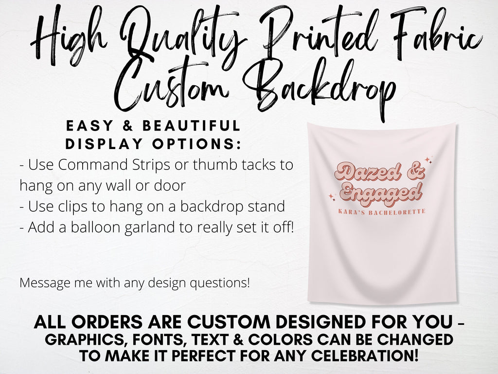 Dazed & Engaged Retro Bachelorette Weekend Custom Text Backdrop | Bachelorette Party Personalized Banner