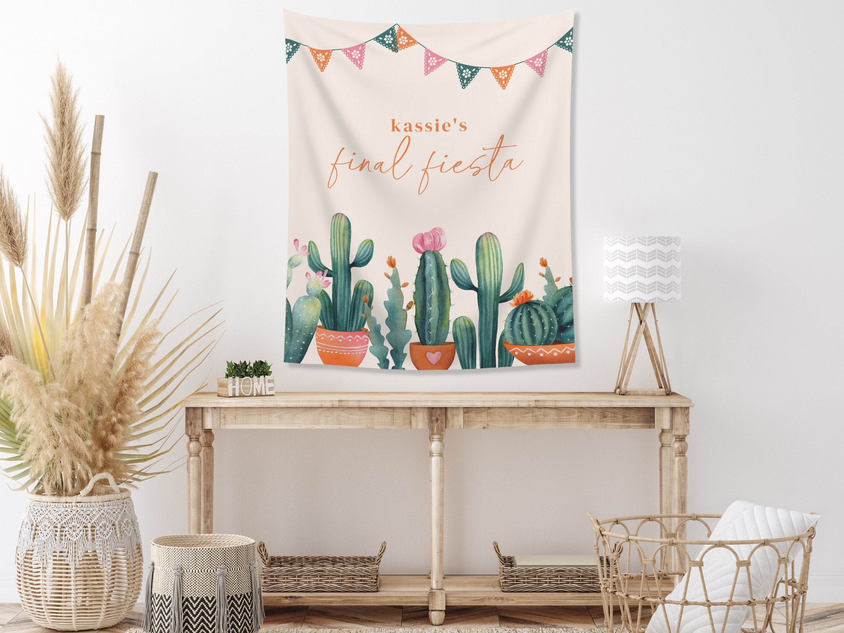 Boho Cactus Final Fiesta Bachelorette Custom Banner