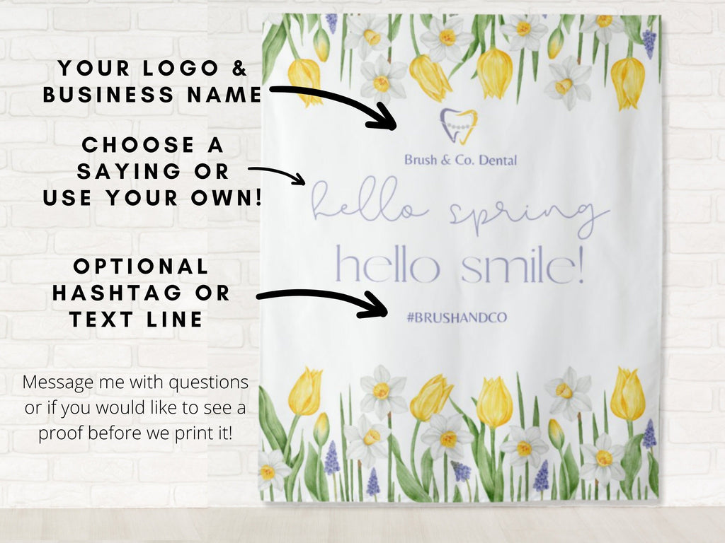 Hello Spring Smile Lavender Custom Logo Dentist Office Banner