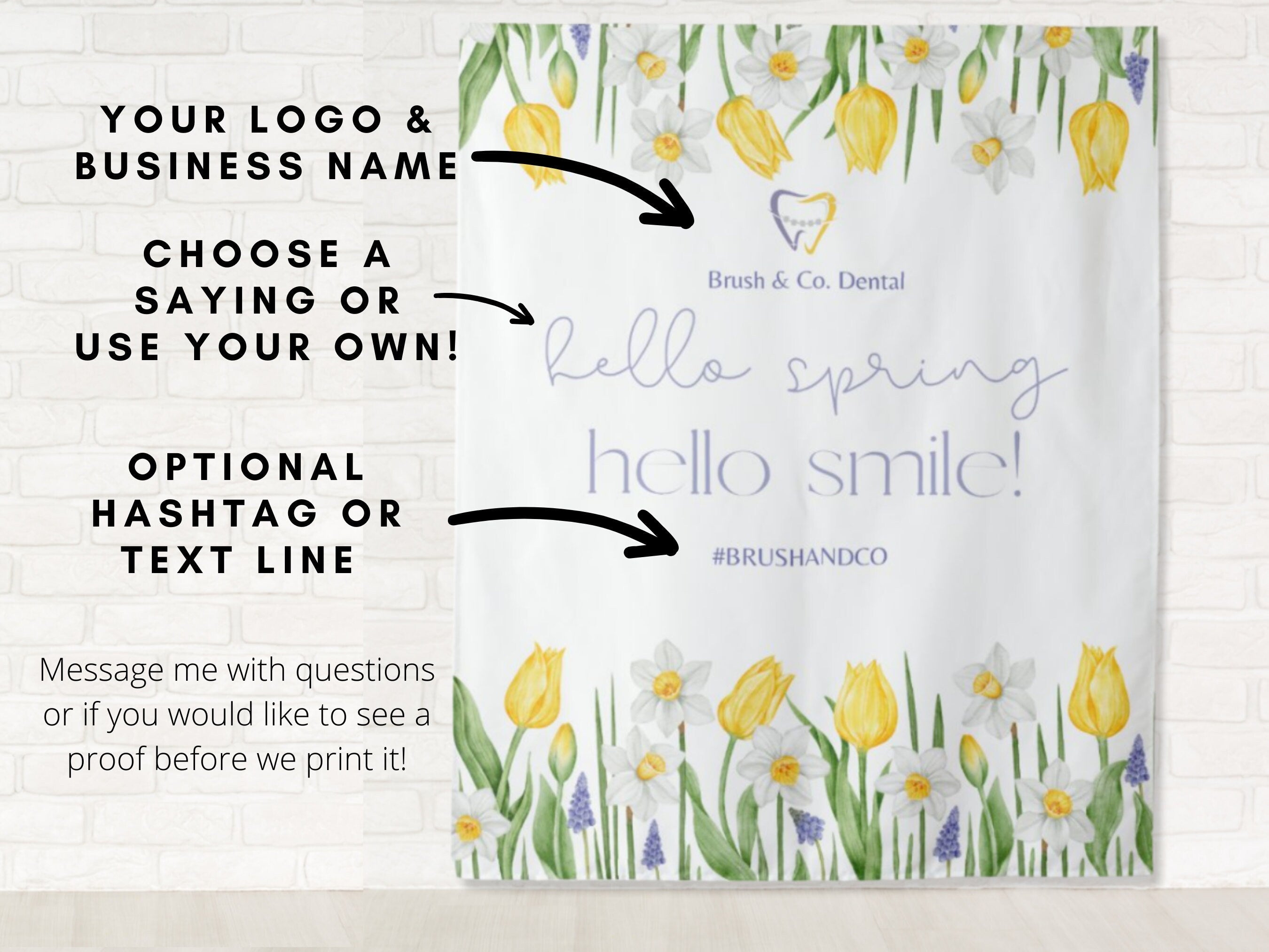 Hello Spring Smile Lavender Custom Logo Dentist Office Banner