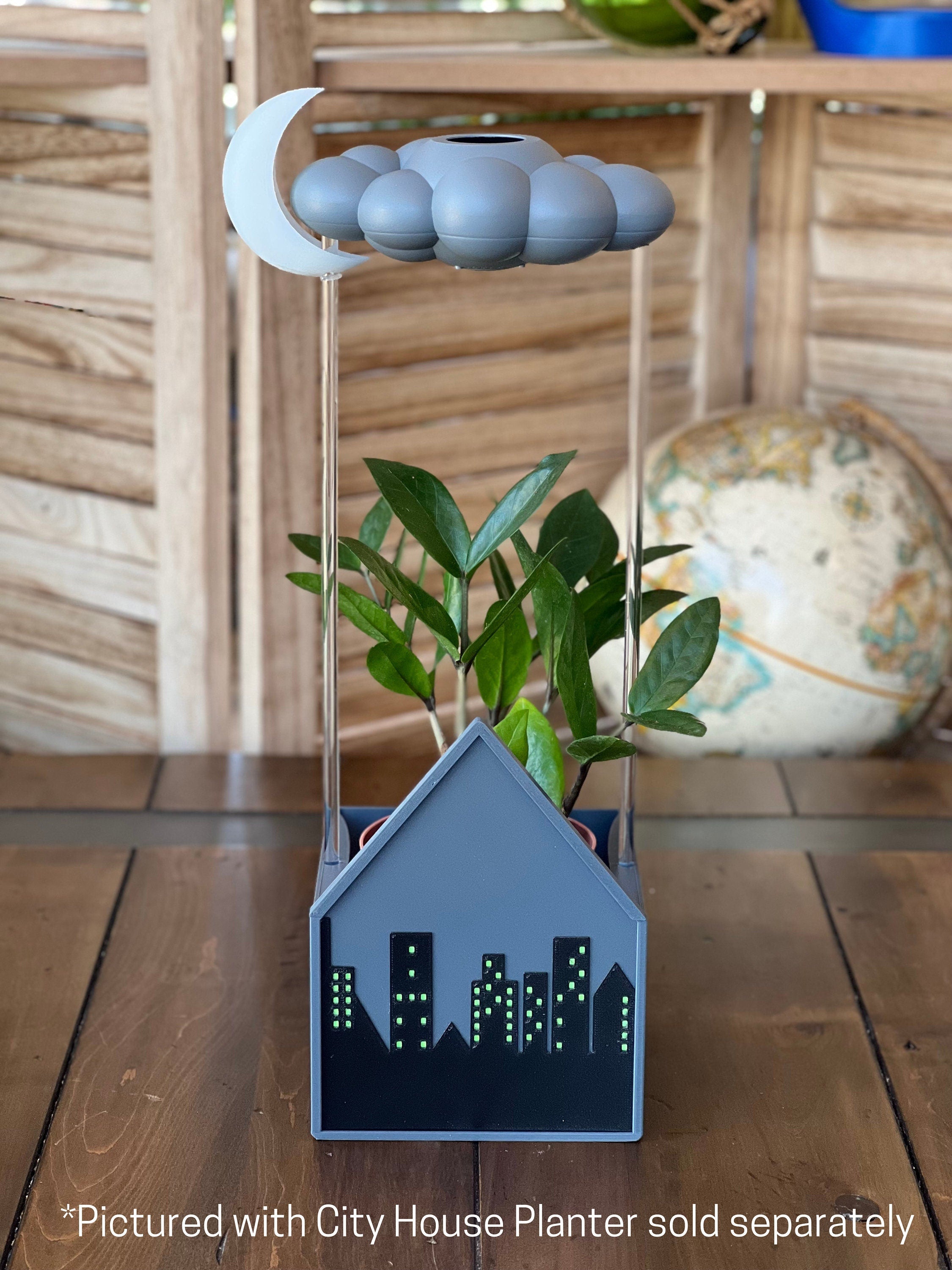 Stormy Dripping Rain Cloud with Glow in the Dark Moon Charm