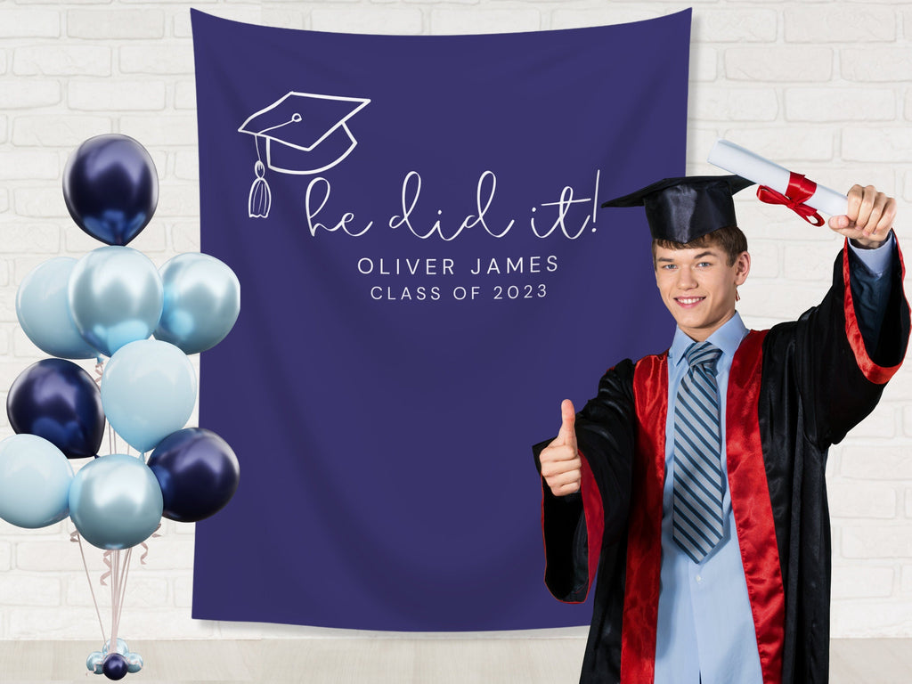 You Did It Class of 2025 Custom Text Graduation Banner Backdrop