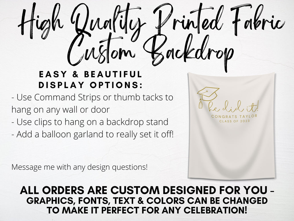 You Did It Class of 2025 Custom Text Graduation Banner Backdrop
