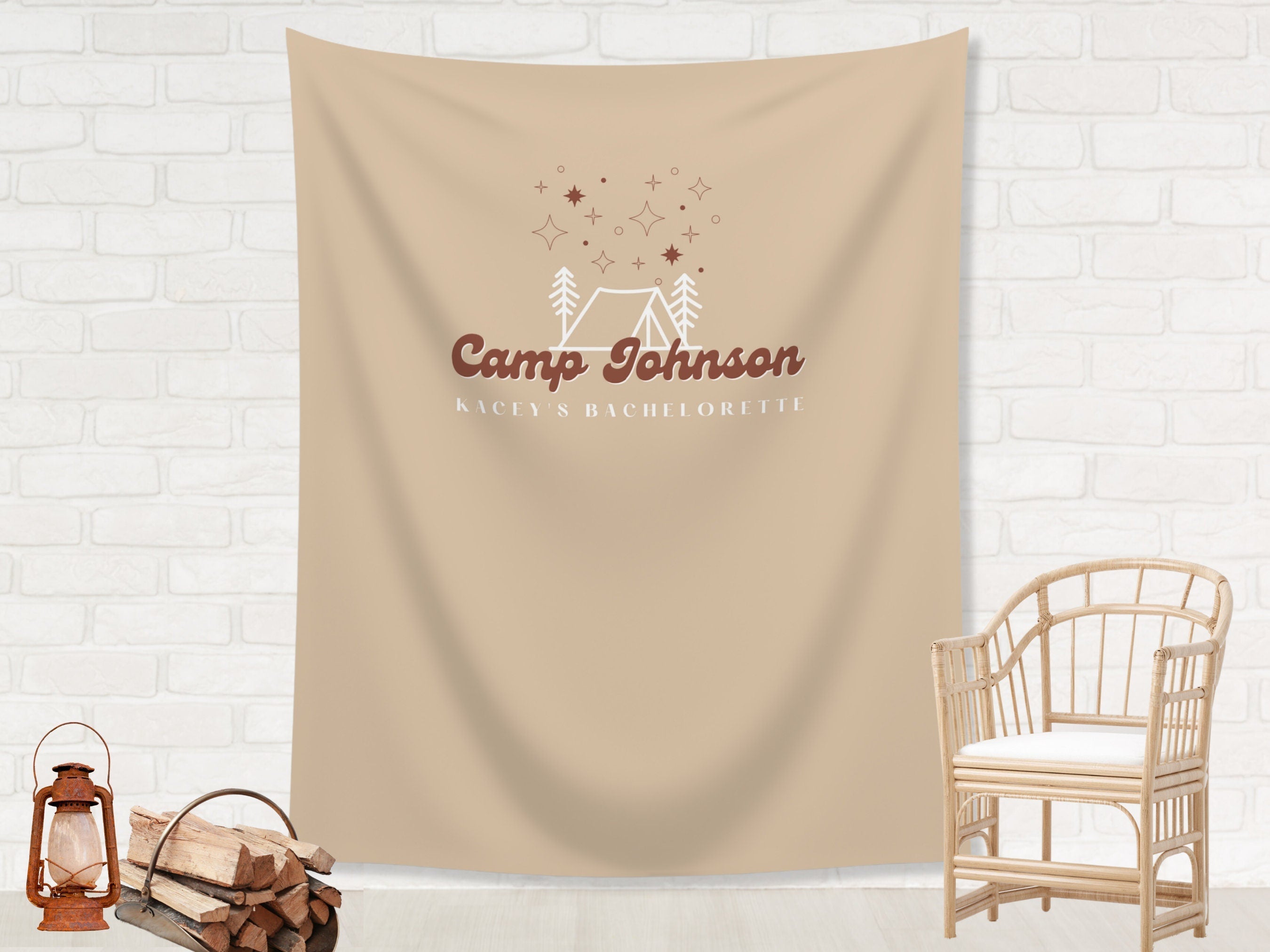 Retro Camp Bachelorette Party Custom Text Banner