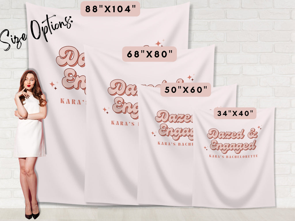 Dazed & Engaged Retro Bachelorette Weekend Custom Text Backdrop | Bachelorette Party Personalized Banner
