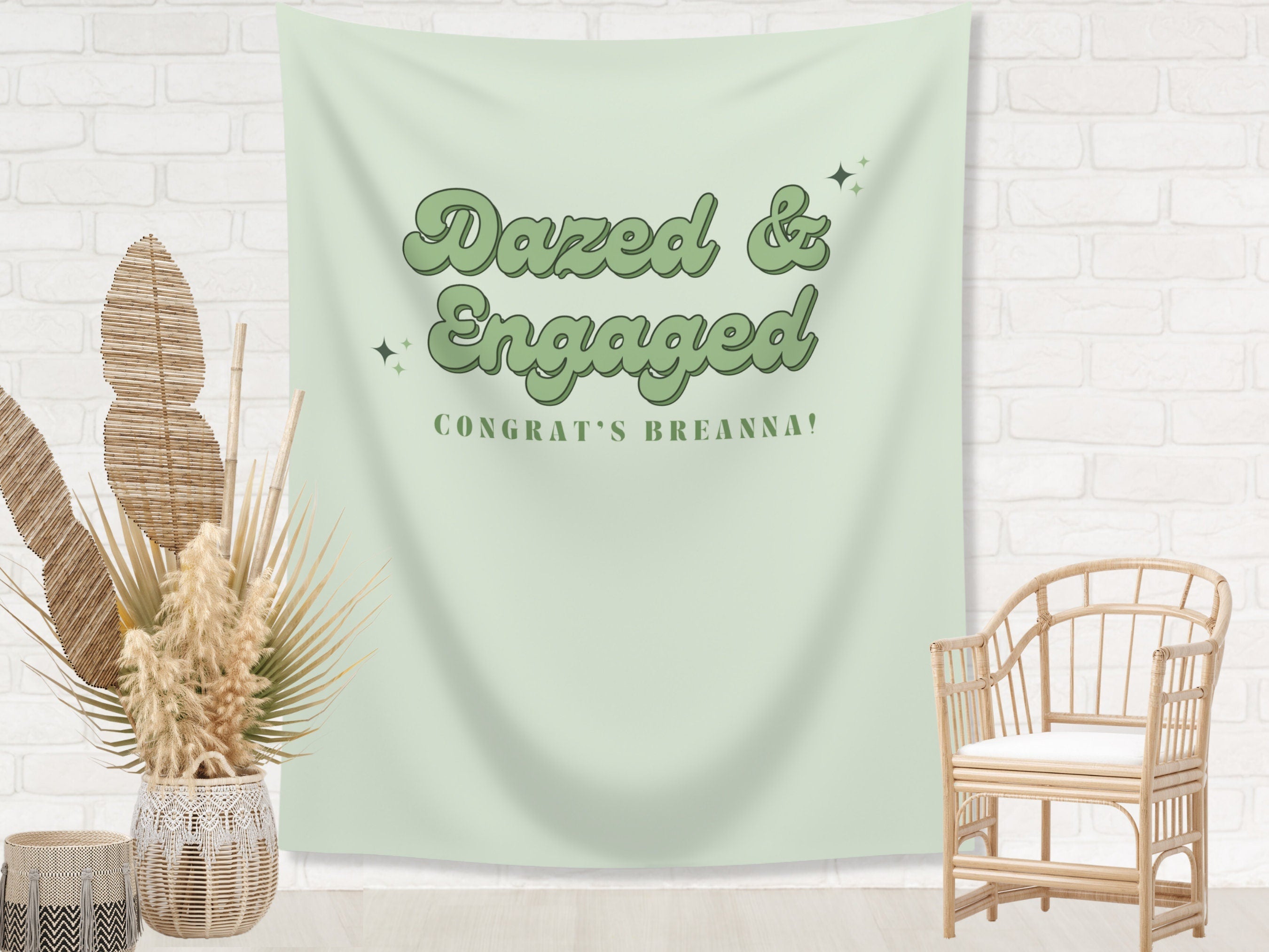Dazed & Engaged Retro Bachelorette Weekend Custom Text Backdrop | Bachelorette Party Personalized Banner
