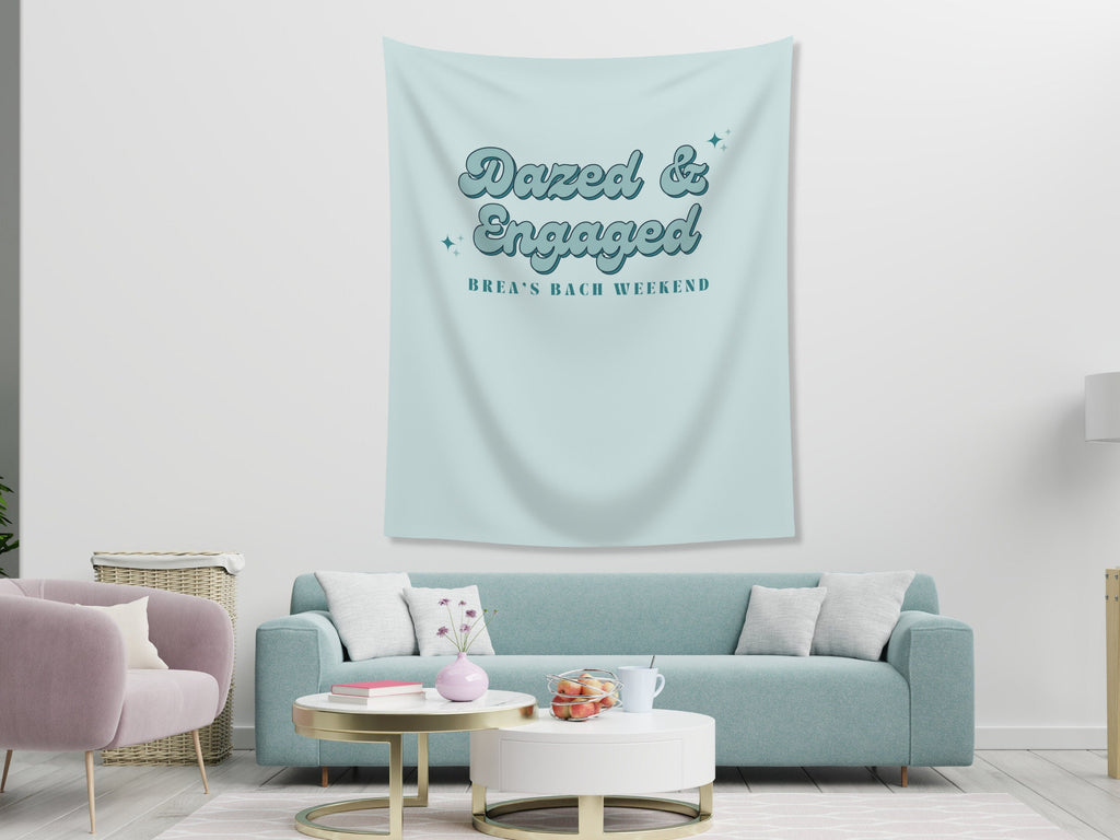 Dazed & Engaged Retro Bachelorette Weekend Custom Text Backdrop | Bachelorette Party Personalized Banner