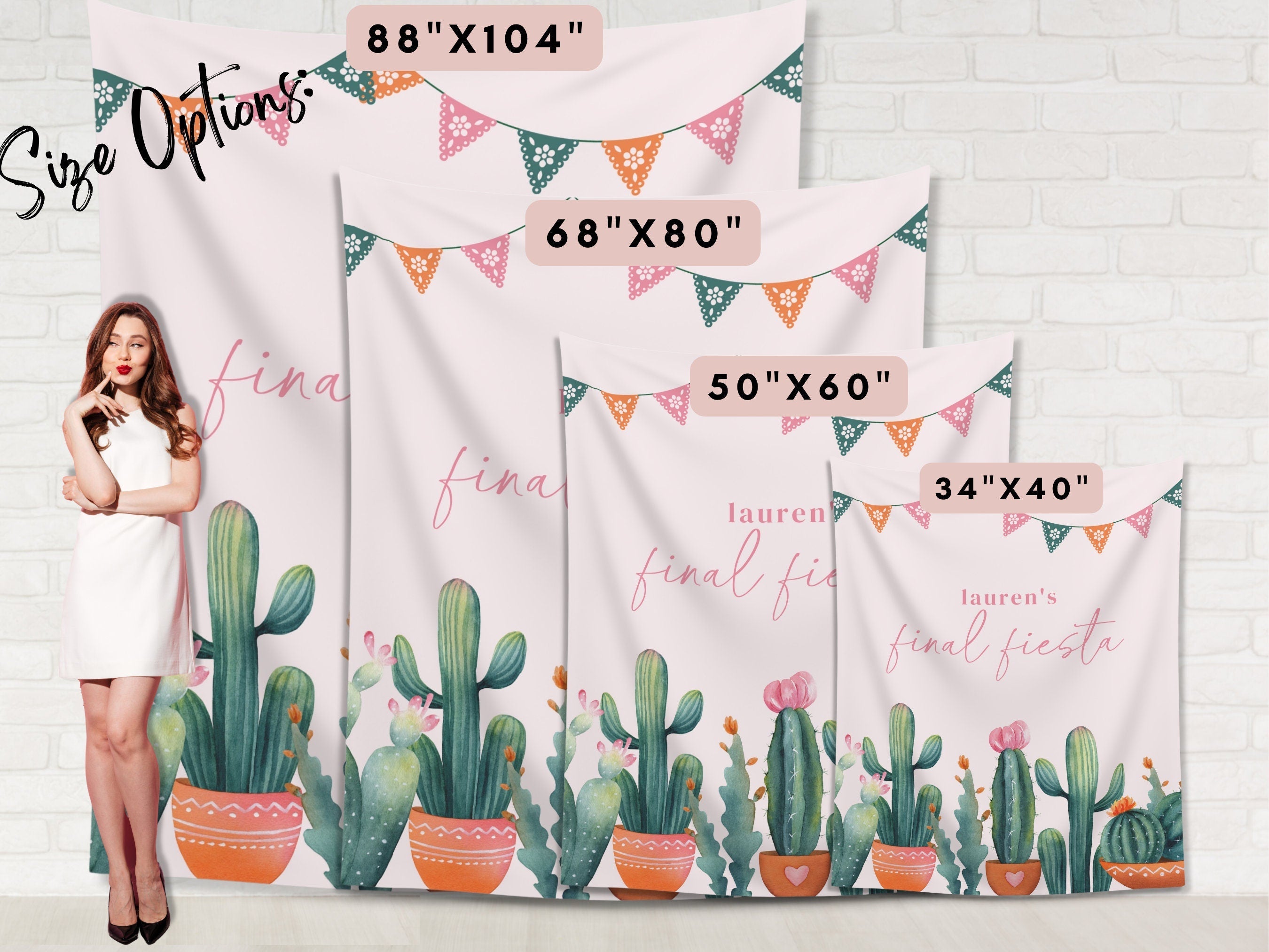 Boho Cactus Final Fiesta Bachelorette Custom Banner