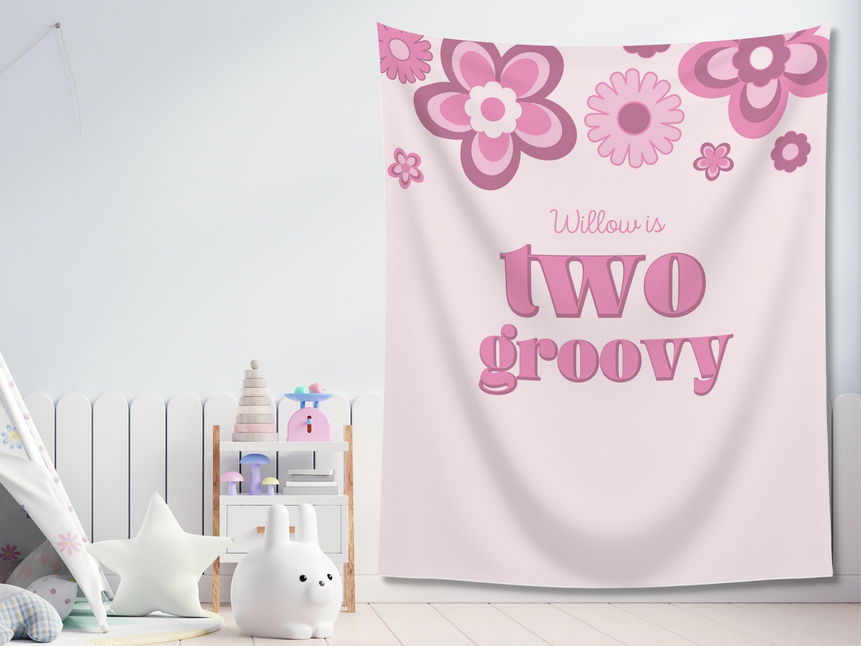 Retro Groovy One Custom 1st Birthday Banner