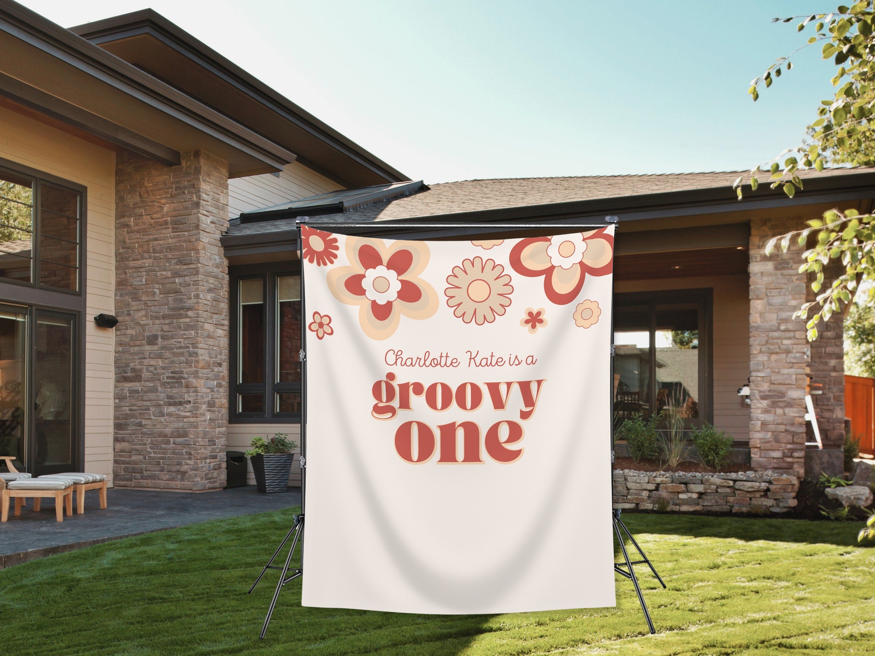 Retro Groovy One Custom 1st Birthday Banner