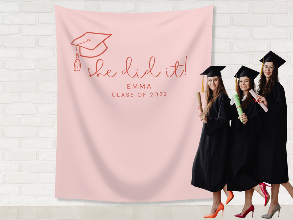 You Did It Class of 2025 Custom Text Graduation Banner Backdrop