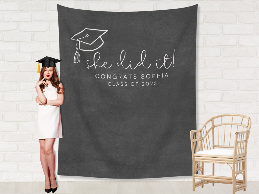 You Did It Class of 2025 Custom Text Graduation Banner Backdrop