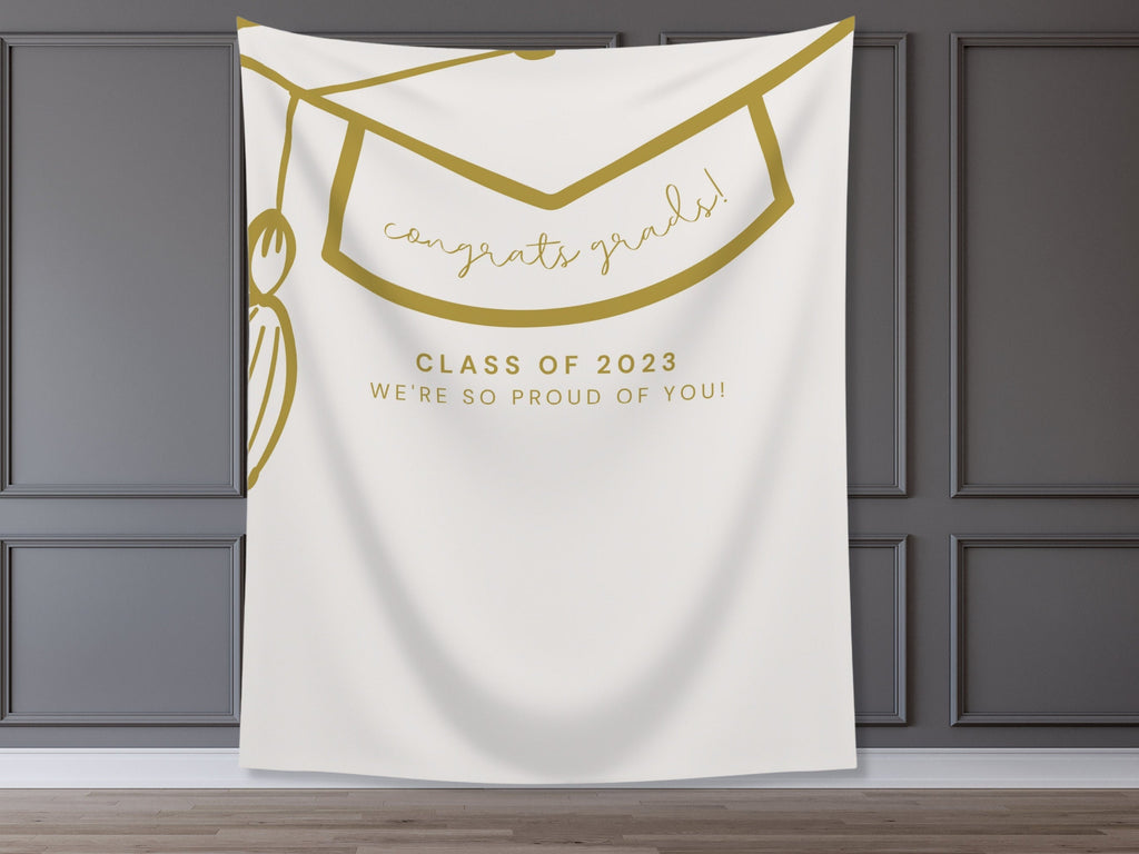 Grad Cap Class of 2025 Custom Graduation Party Banner Backdrop