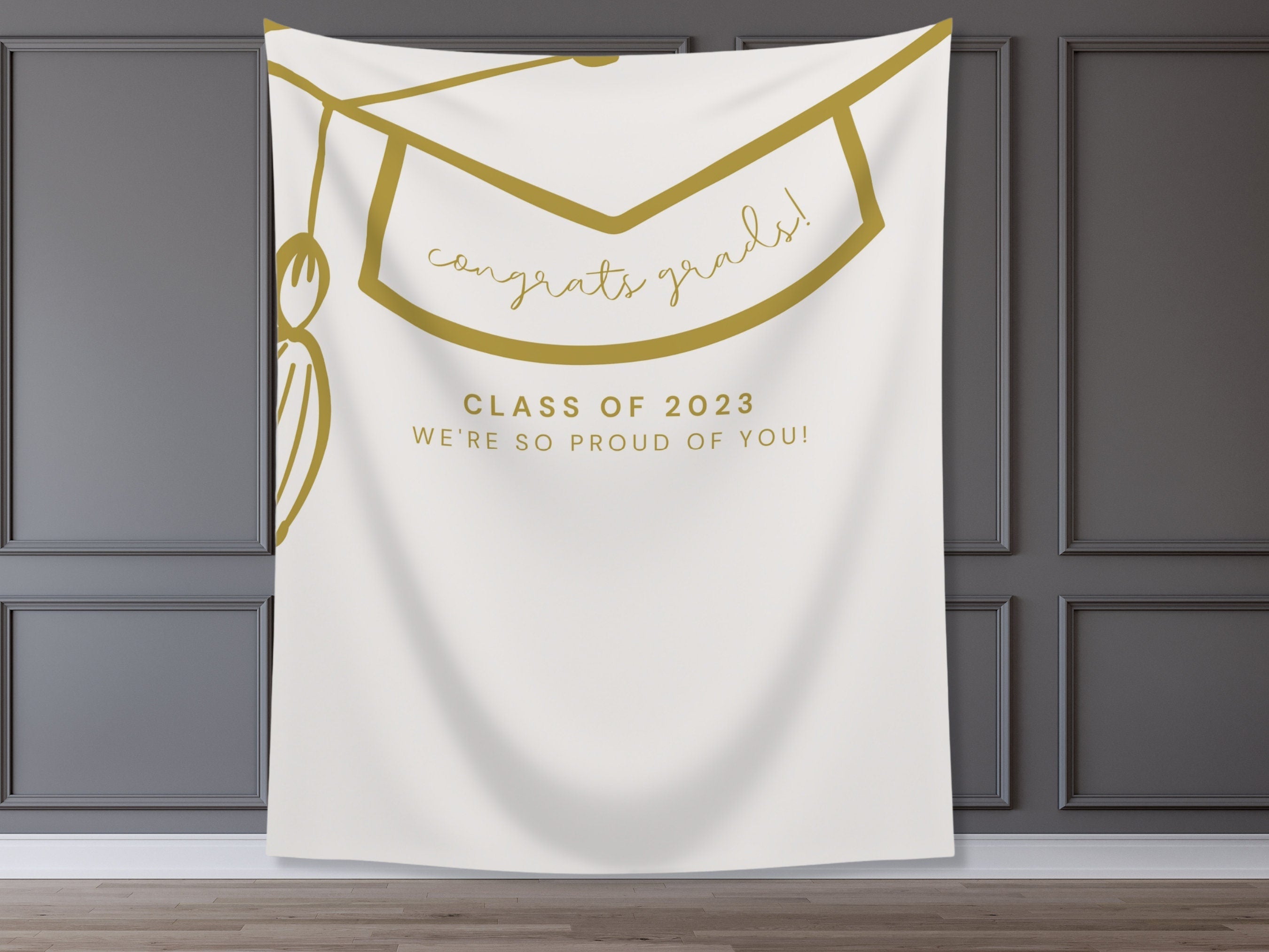 Grad Cap Class of 2025 Custom Graduation Party Banner Backdrop