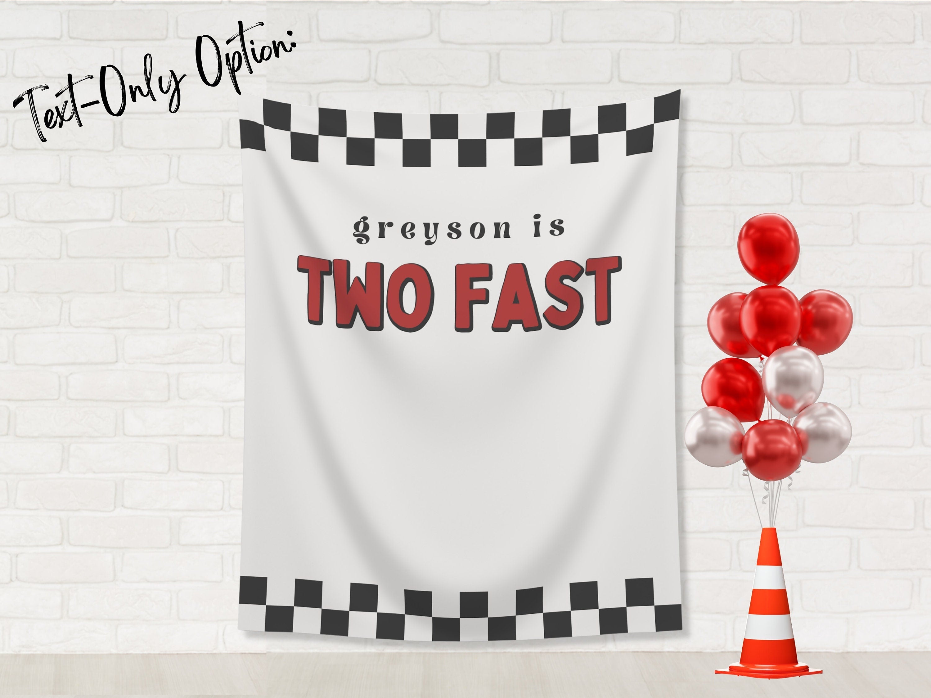 Two Fast Custom Birthday Backdrop | Personalized Fast One Race Car Party Photo Booth