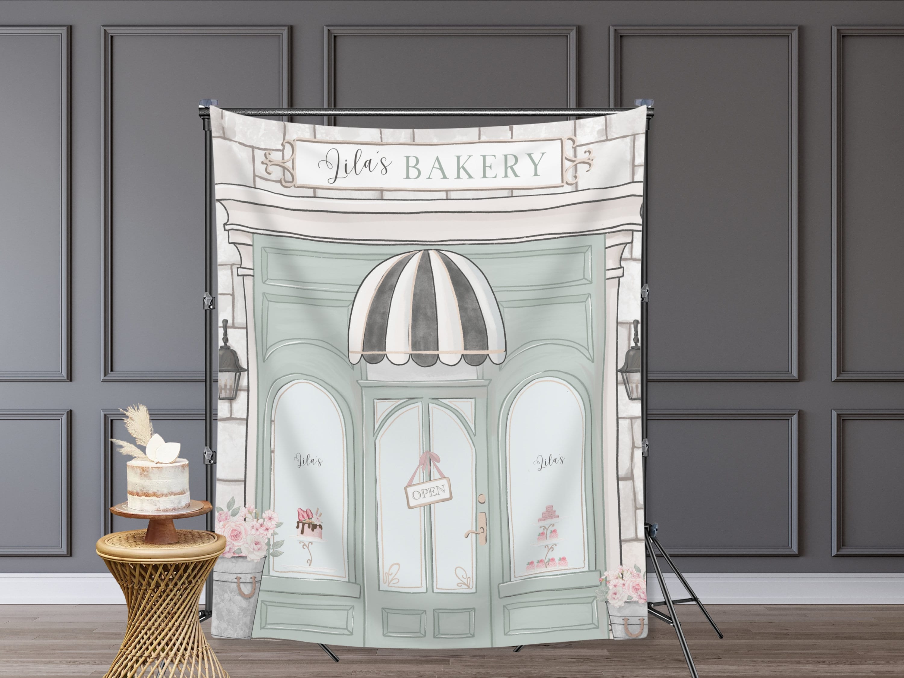 Paris Café Bakery Party Banner Backdrop