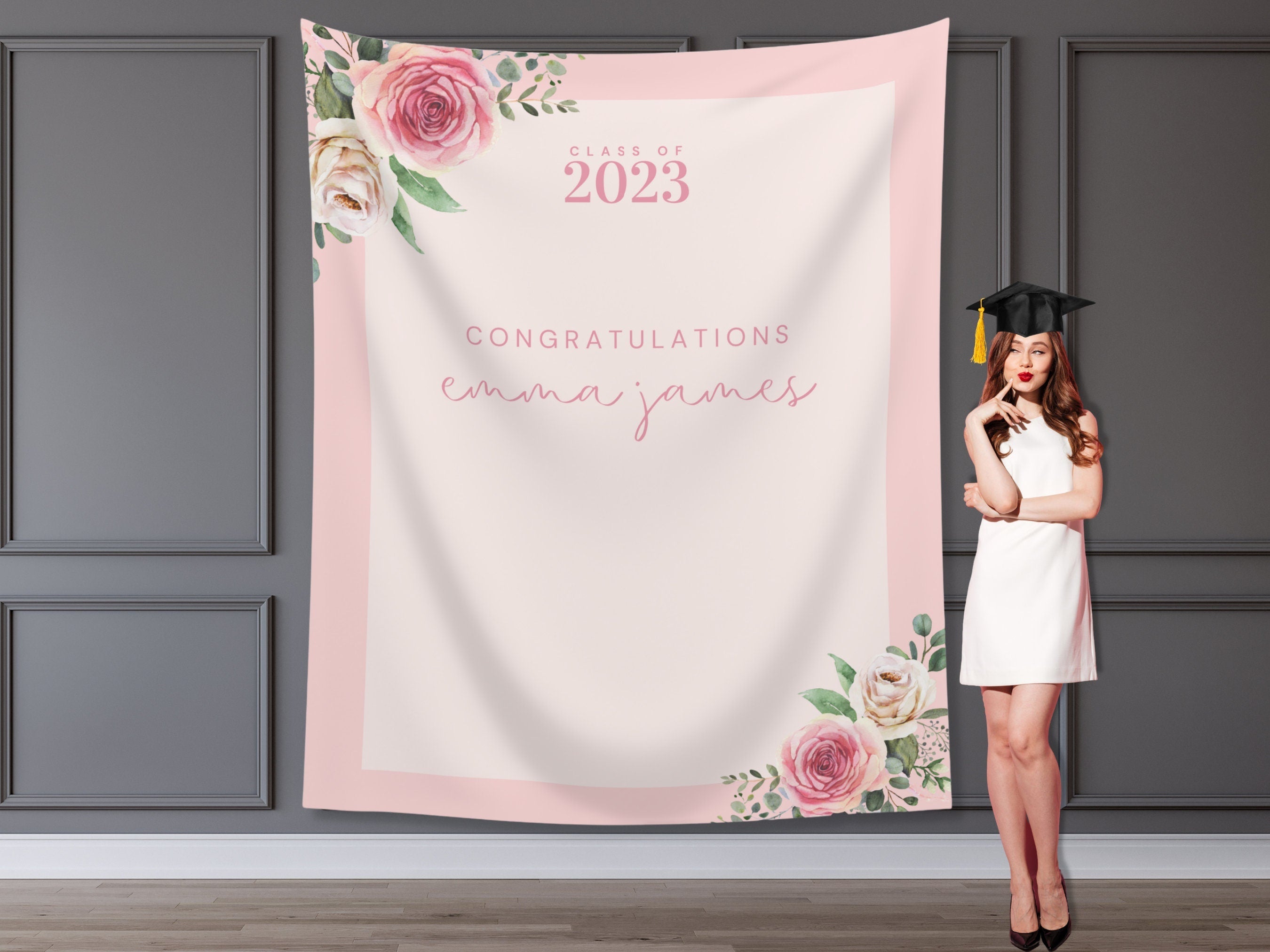 Greenery Class of 2025 Custom Graduation Party Banner Backdrop