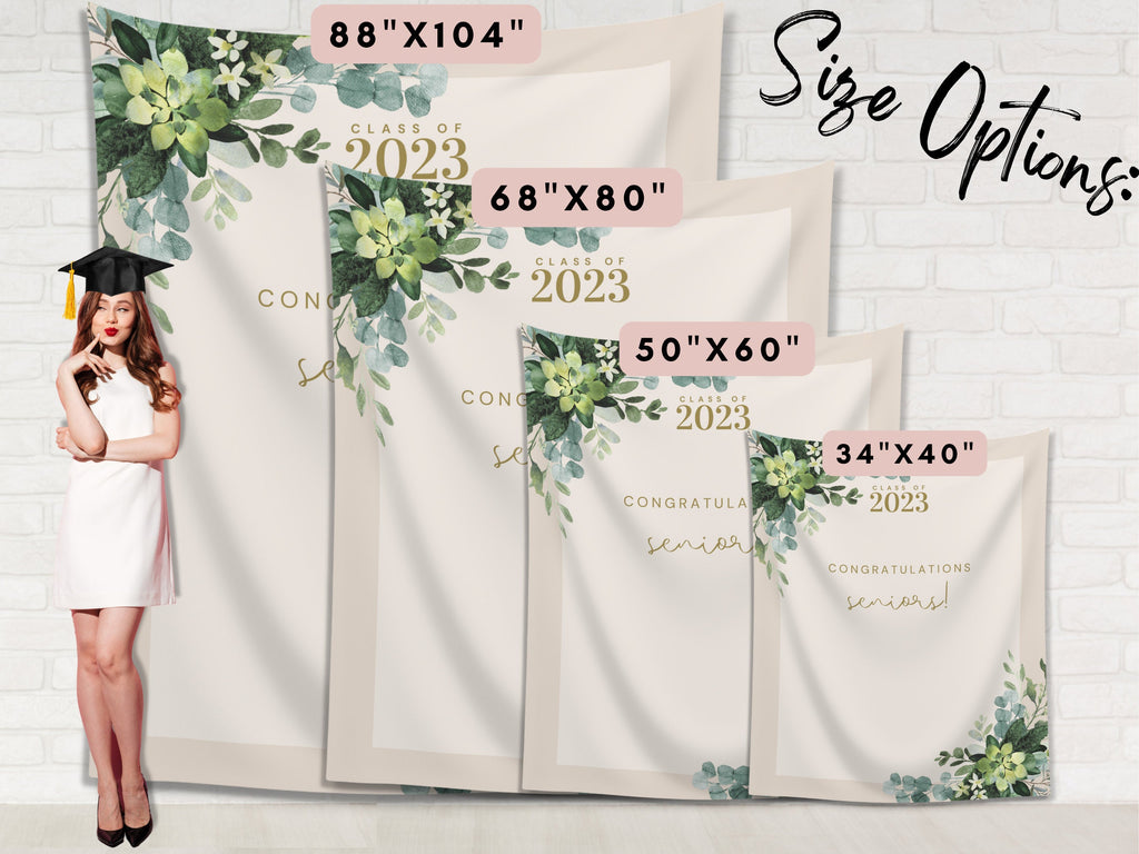 Greenery Class of 2025 Custom Graduation Party Banner Backdrop