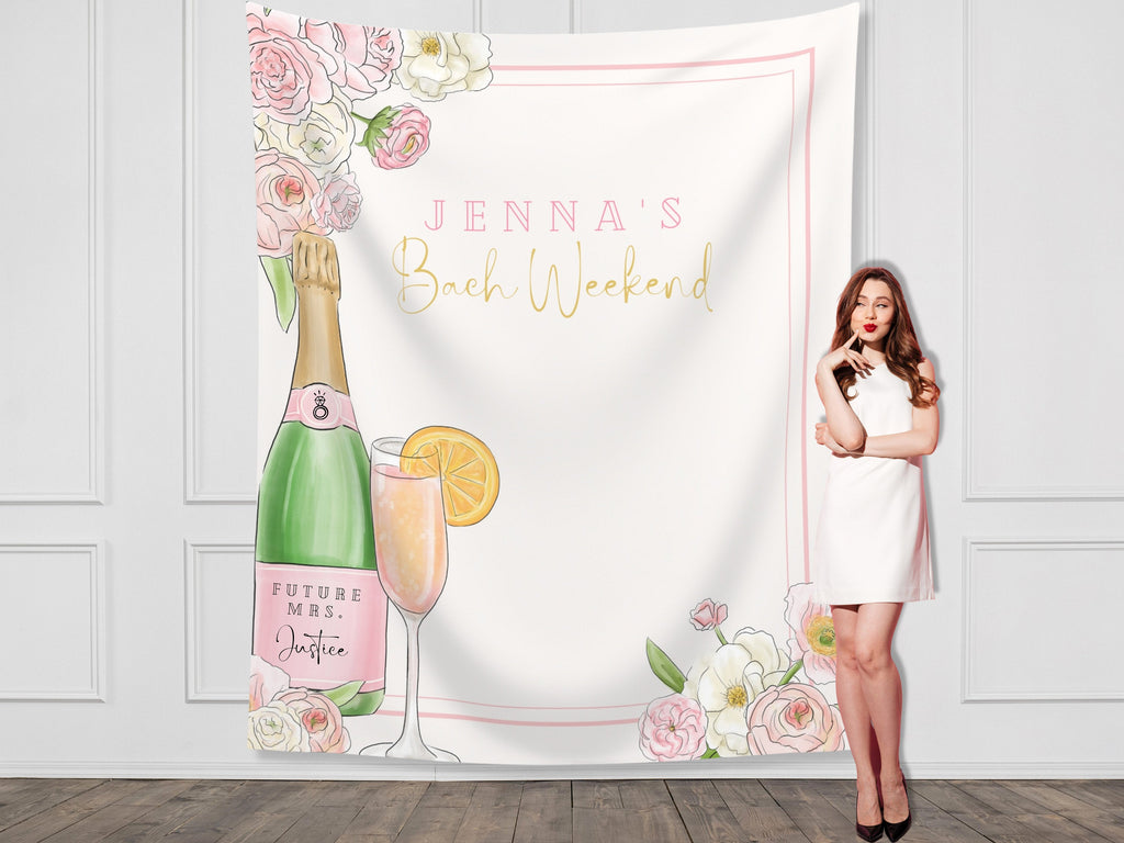 Champagne Bachelorette Party Custom Backdrop