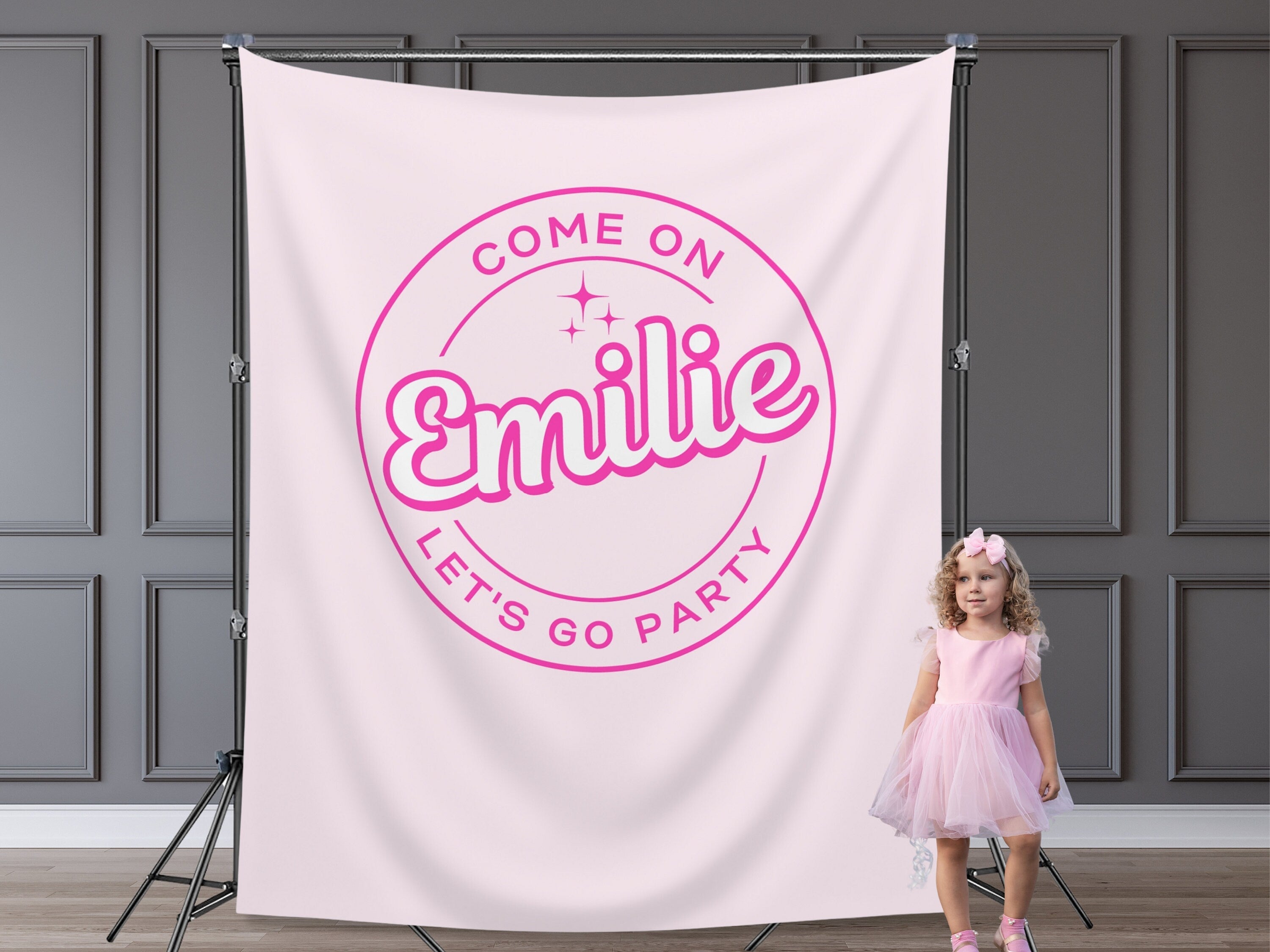 Barbie-Inspired Come On Let's Go Party Customizable Banner Backdrop