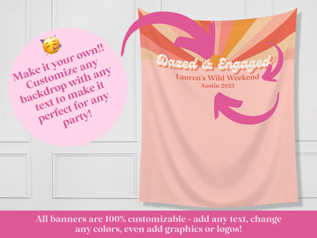Here Comes the Bride Retro Custom Bachelorette Party Banner Backdrop