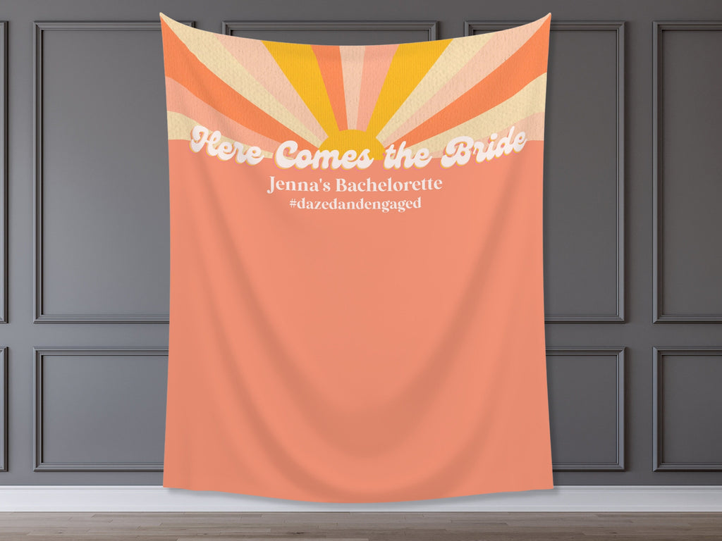 Here Comes the Bride Retro Custom Bachelorette Party Banner Backdrop