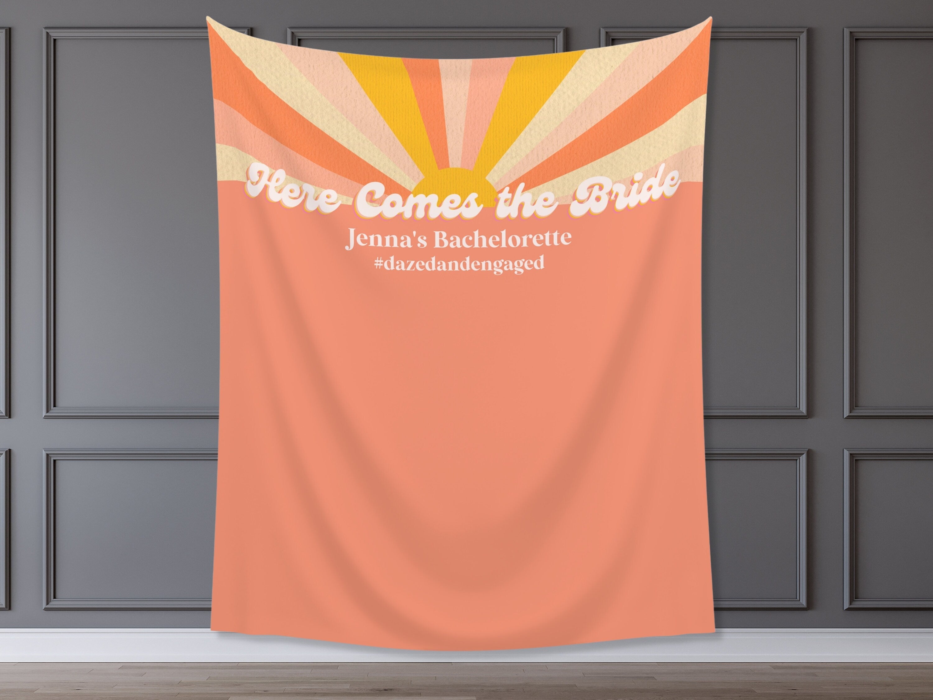 Here Comes the Bride Retro Custom Bachelorette Party Banner Backdrop