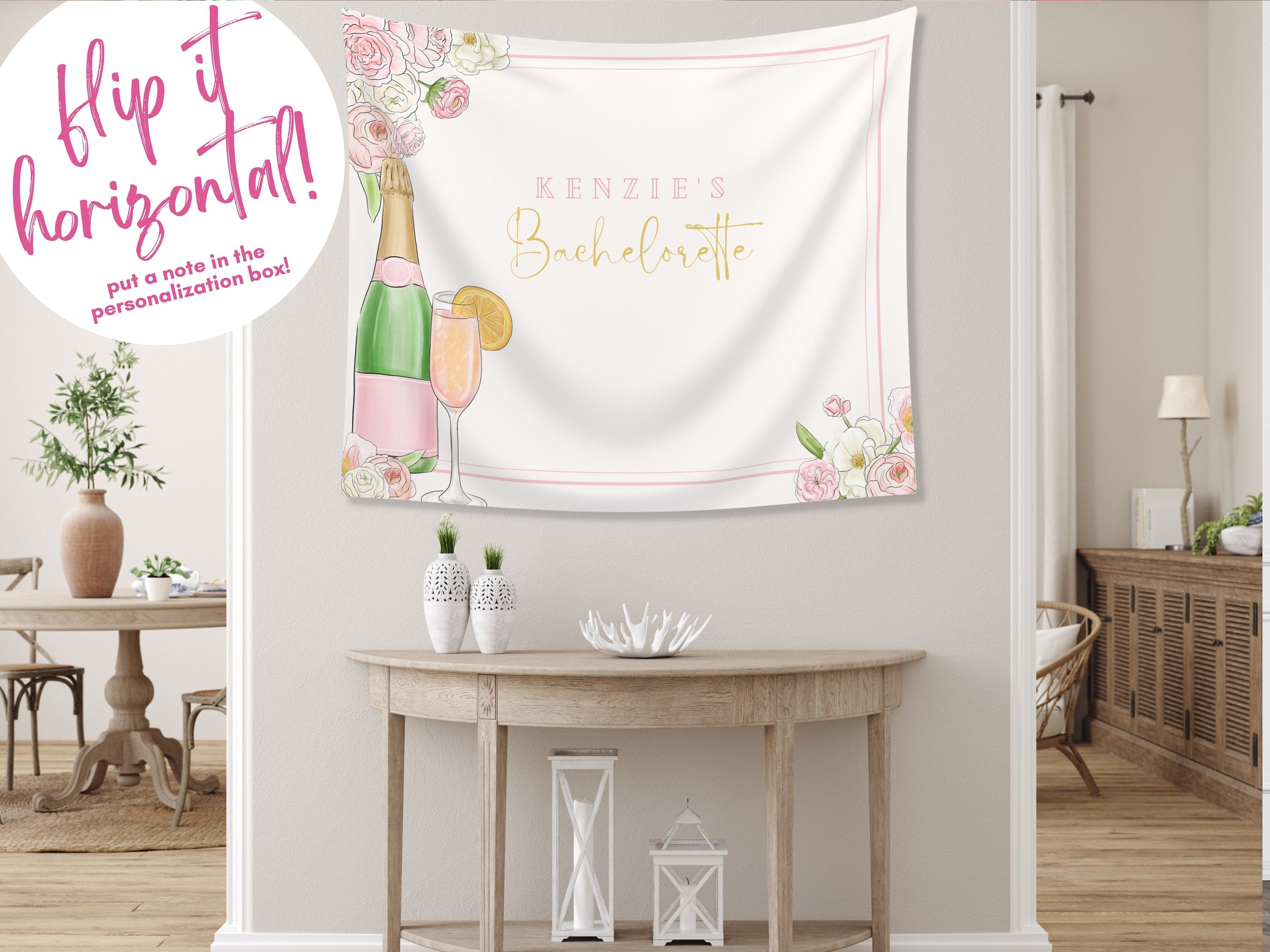 Champagne Bachelorette Party Custom Backdrop