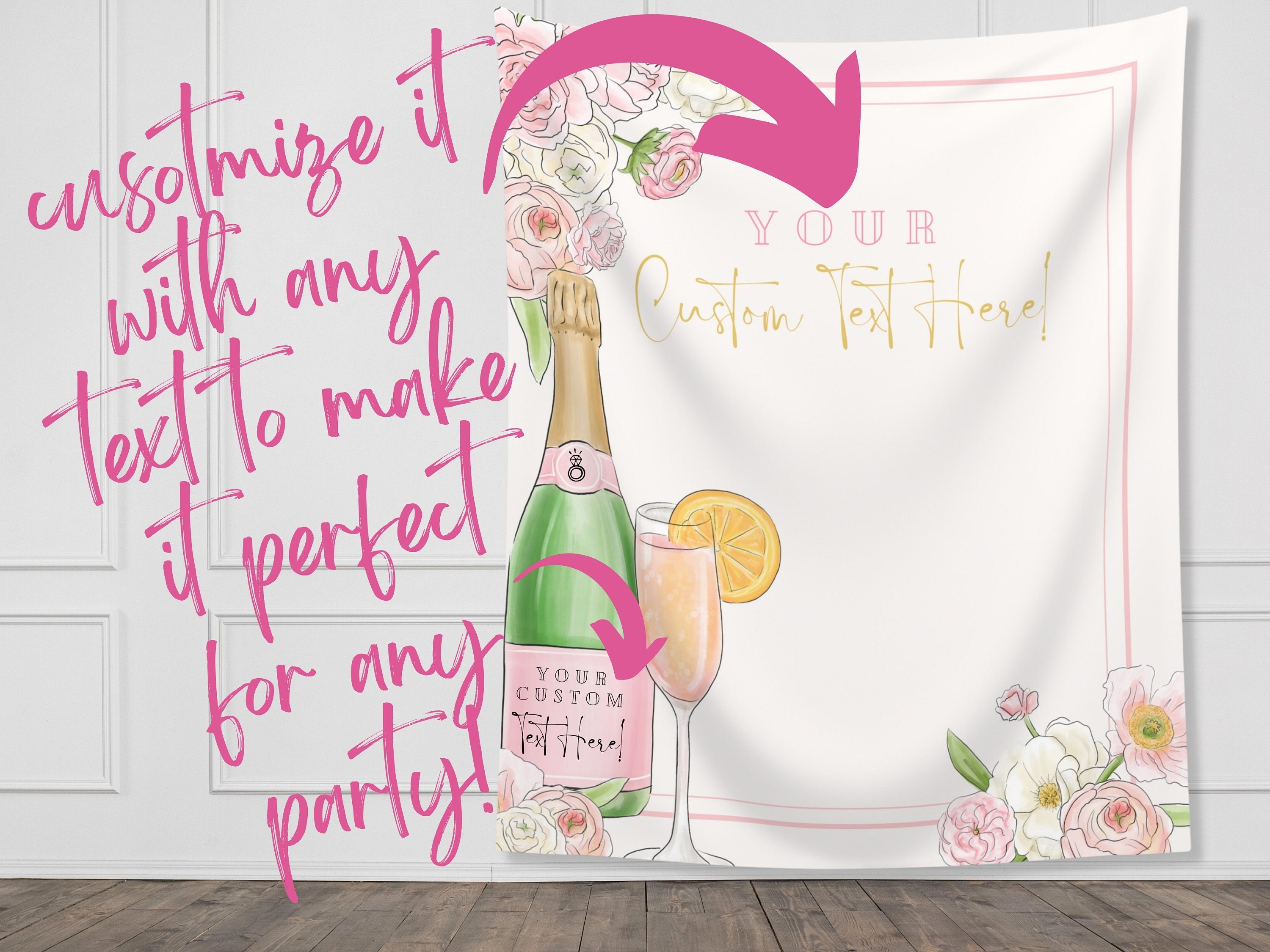 Champagne Bachelorette Party Custom Backdrop