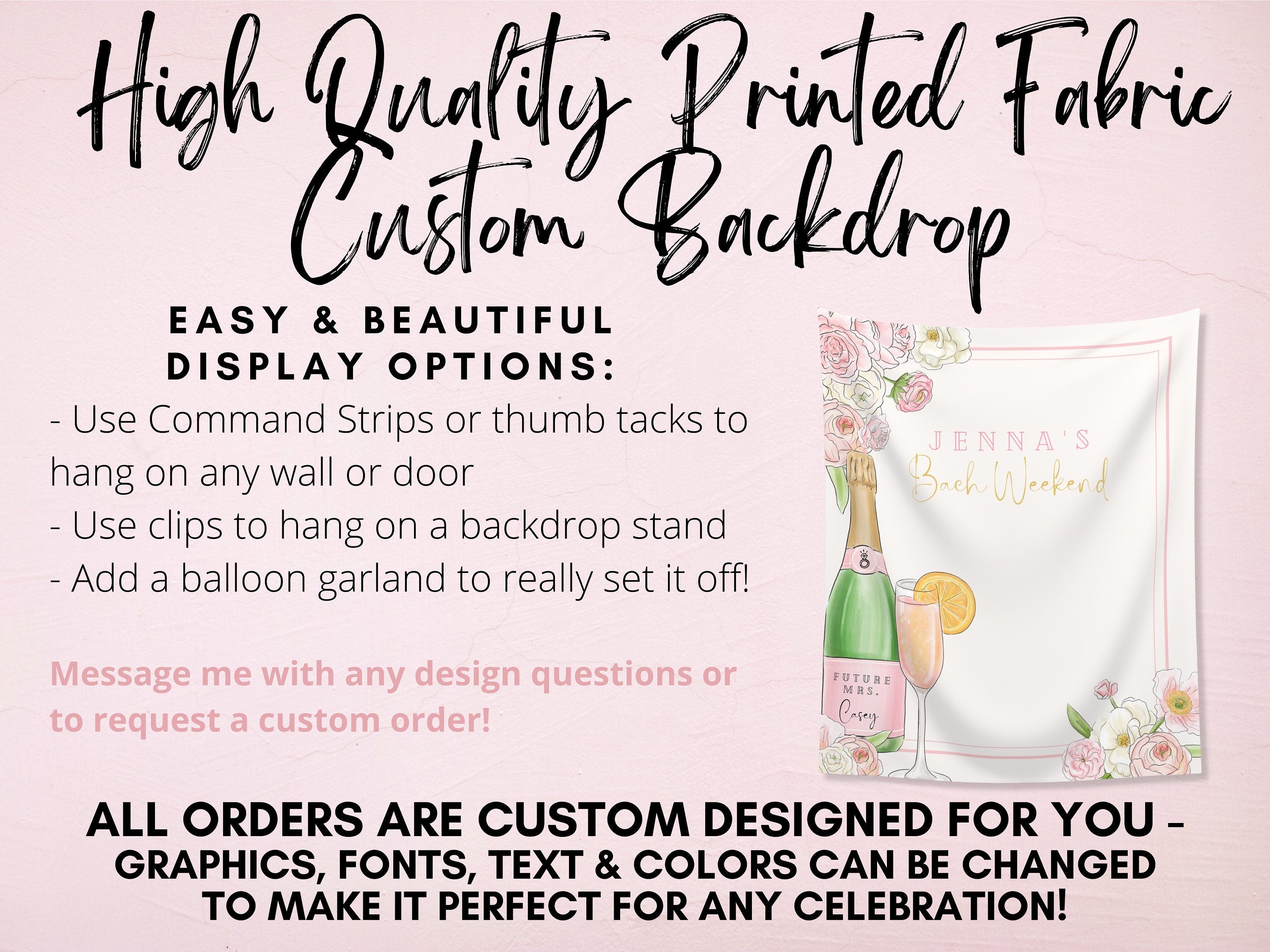 Champagne Bachelorette Party Custom Backdrop