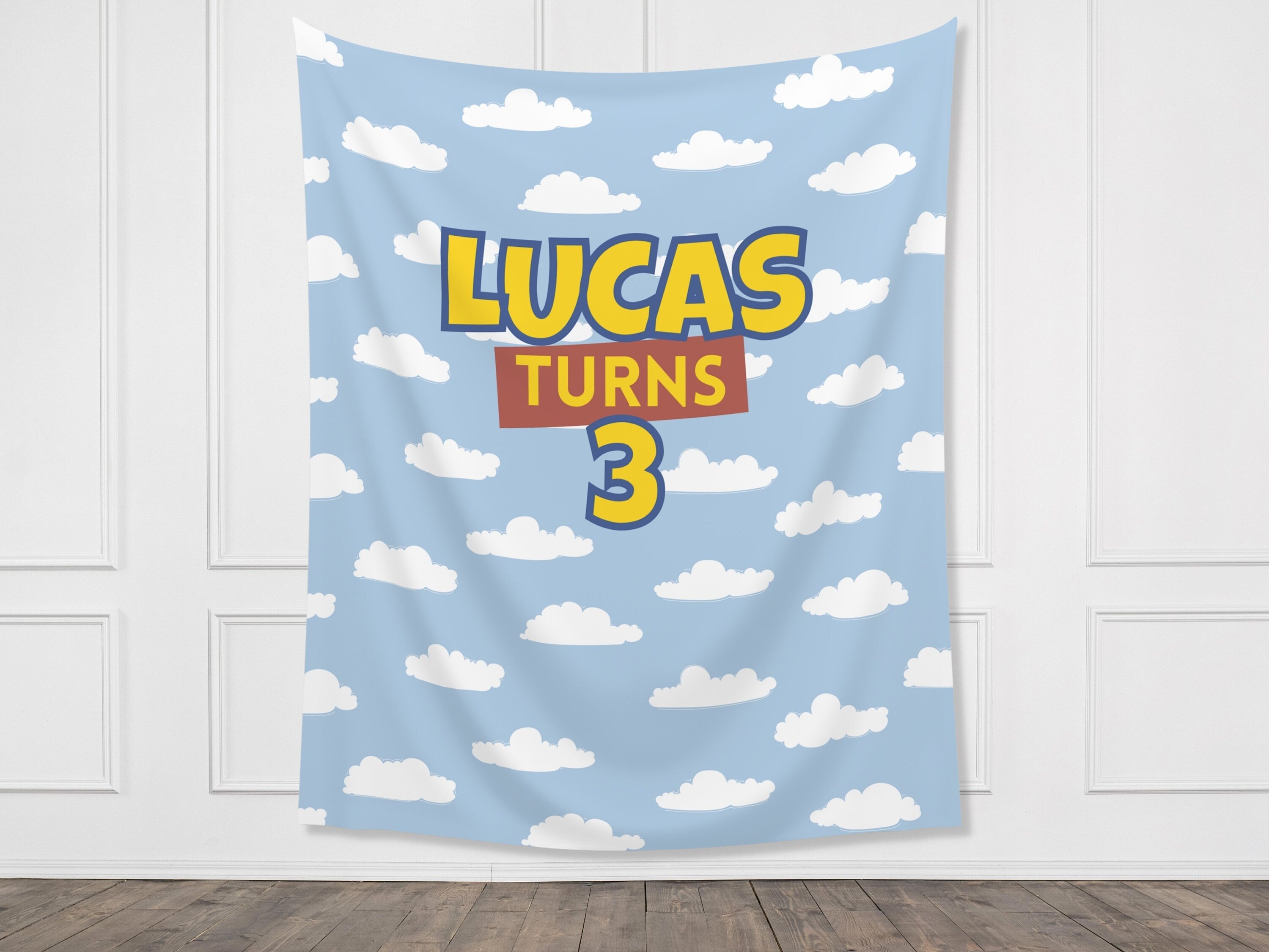 Toy Story Inspired Clouds Custom Banner Backdrop