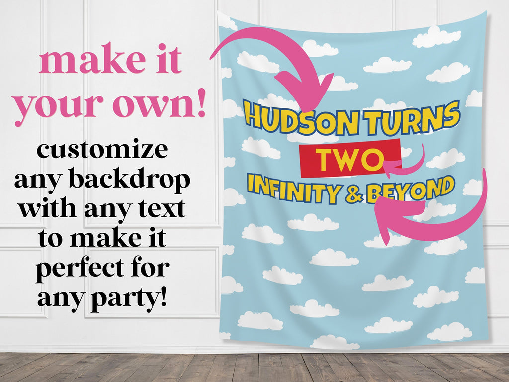 Toy Story Inspired Clouds Custom Banner Backdrop