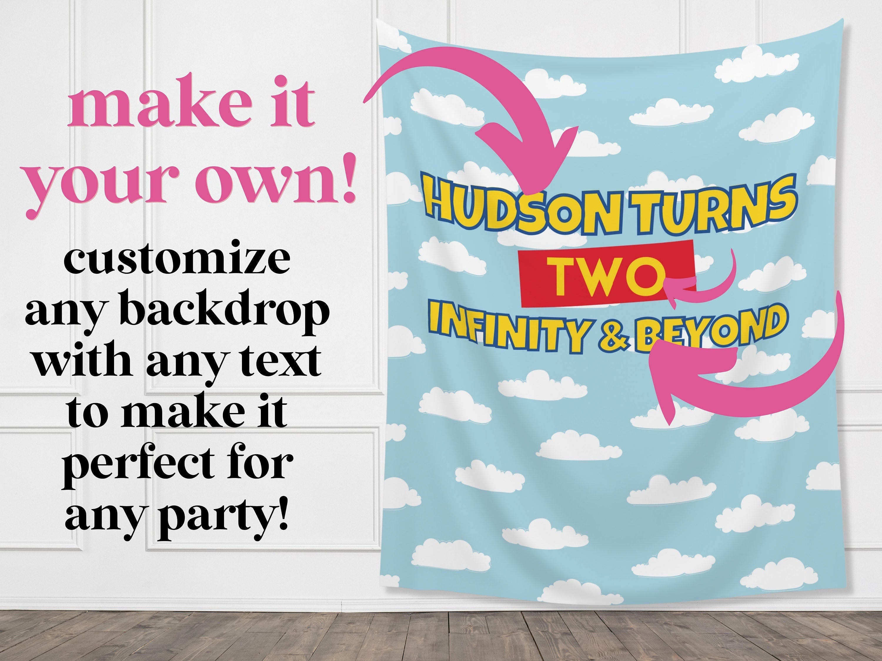 Toy Story Inspired Clouds Custom Banner Backdrop