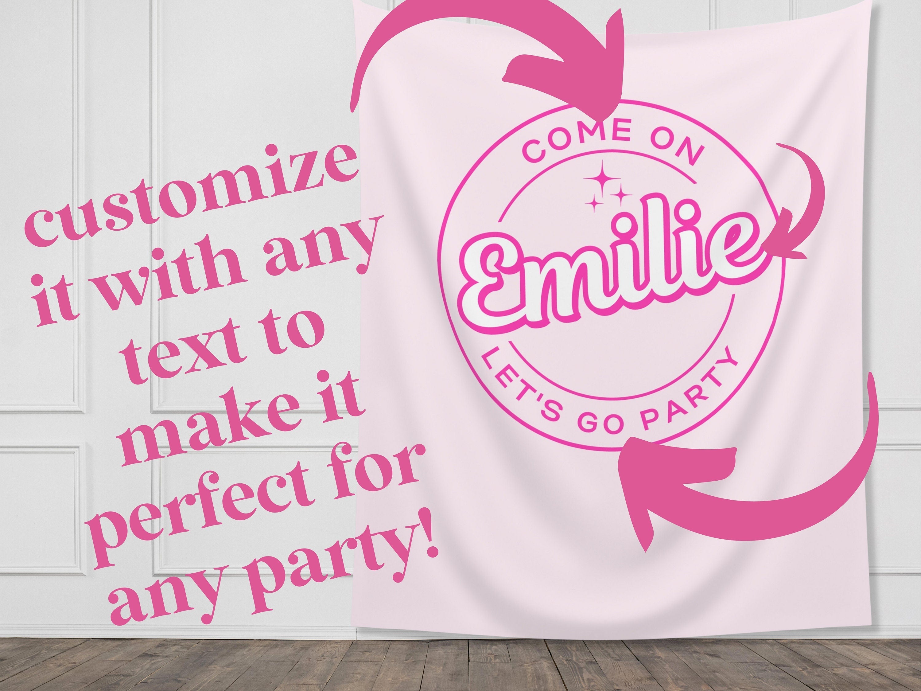 Barbie-Inspired Come On Let's Go Party Customizable Banner Backdrop