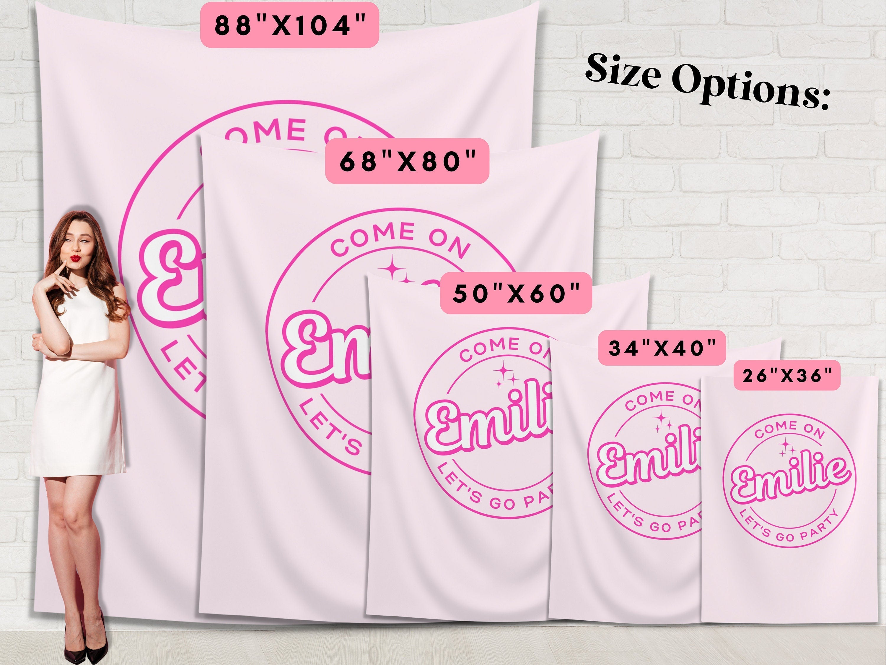 Barbie-Inspired Come On Let's Go Party Customizable Banner Backdrop
