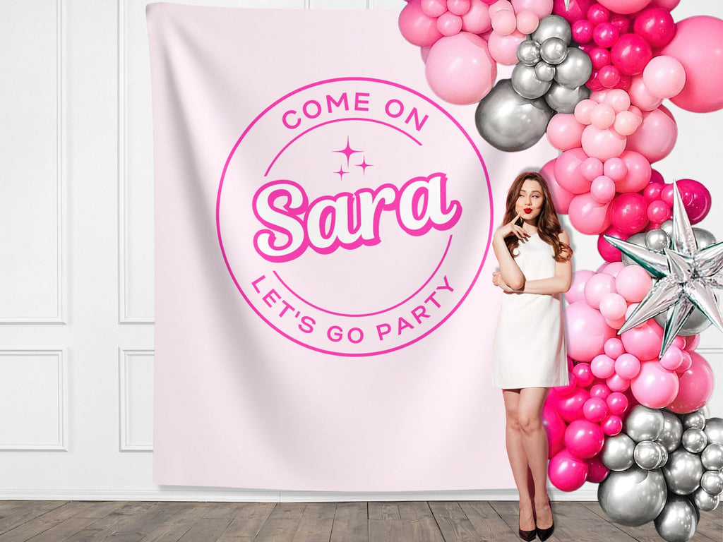 Barbie-Inspired Come On Let's Go Party Customizable Banner Backdrop