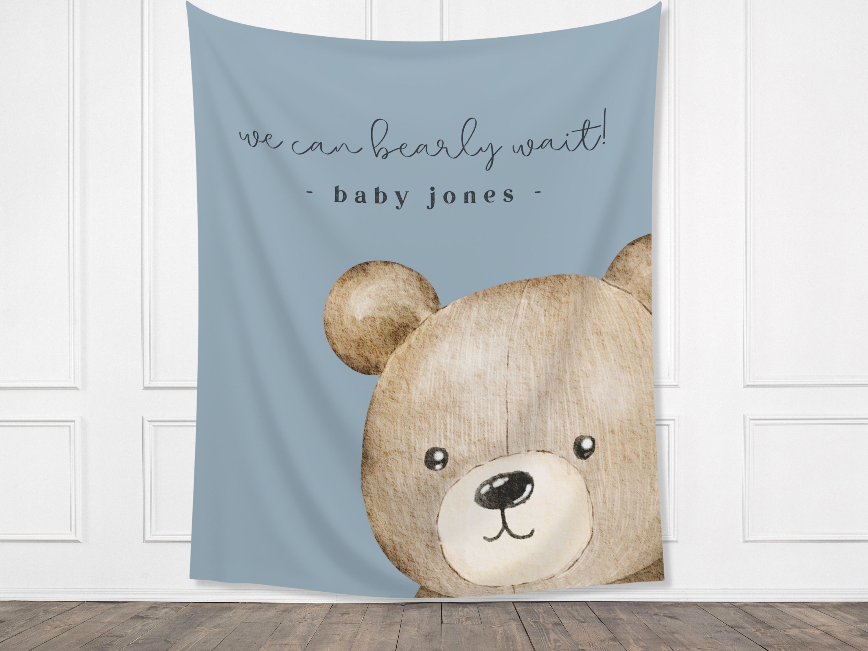 We Can Bearly Wait Customizable Baby Shower Backdrop | Teddy Bear Custom Party Banner