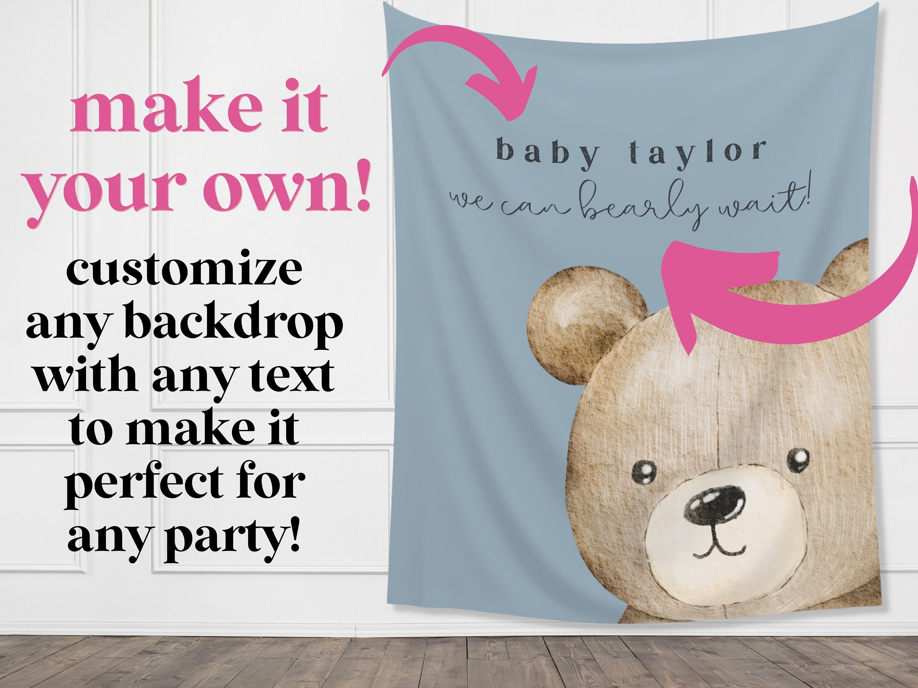 Modern Beary First Birthday Party Banner