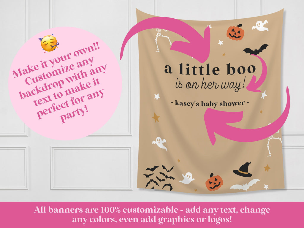A Little Boo is Almost Due Halloween Baby Shower Banner Backdrop