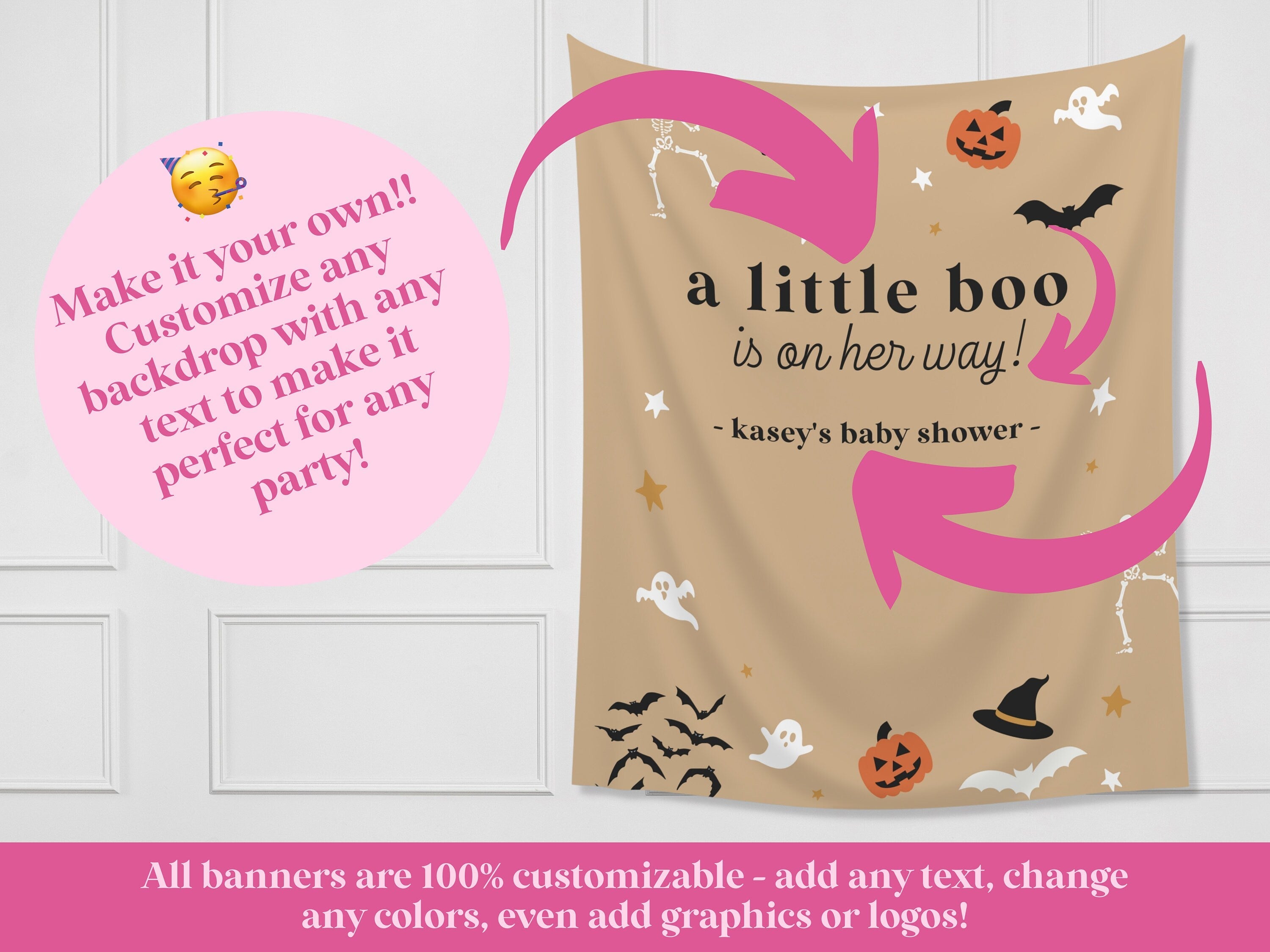 A Little Boo is Almost Due Halloween Baby Shower Banner Backdrop