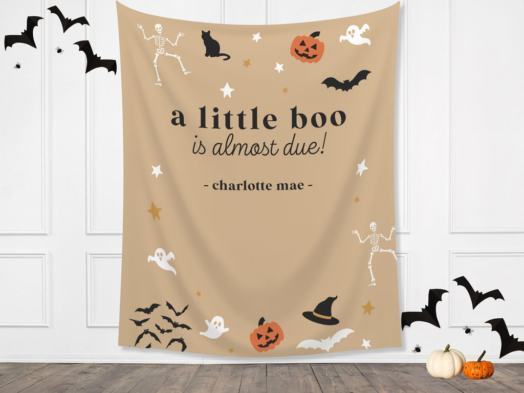 A Little Boo is Almost Due Halloween Baby Shower Banner Backdrop