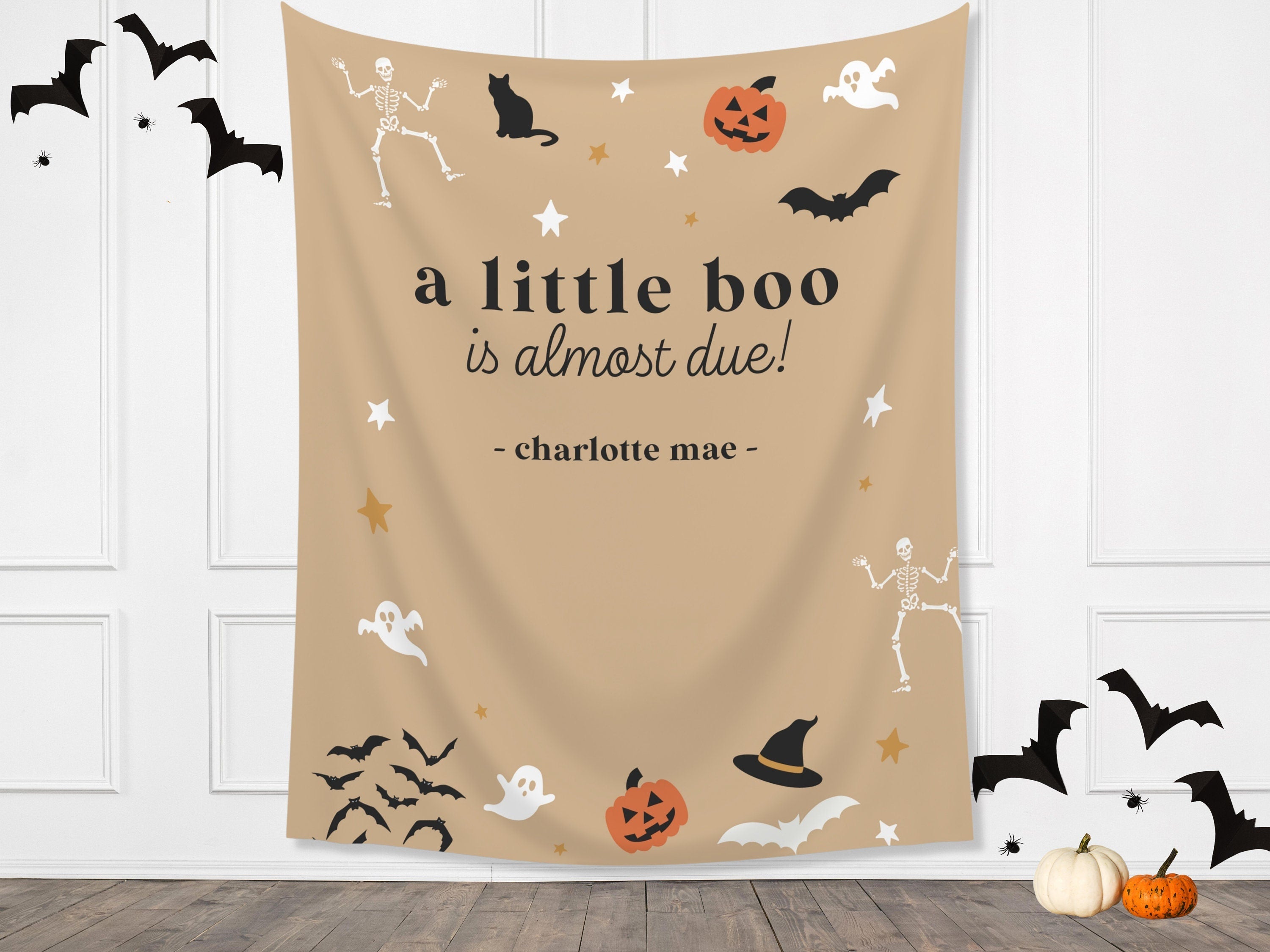 A Little Boo is Almost Due Halloween Baby Shower Banner Backdrop