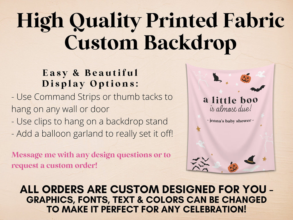A Little Boo is Almost Due Halloween Baby Shower Banner Backdrop