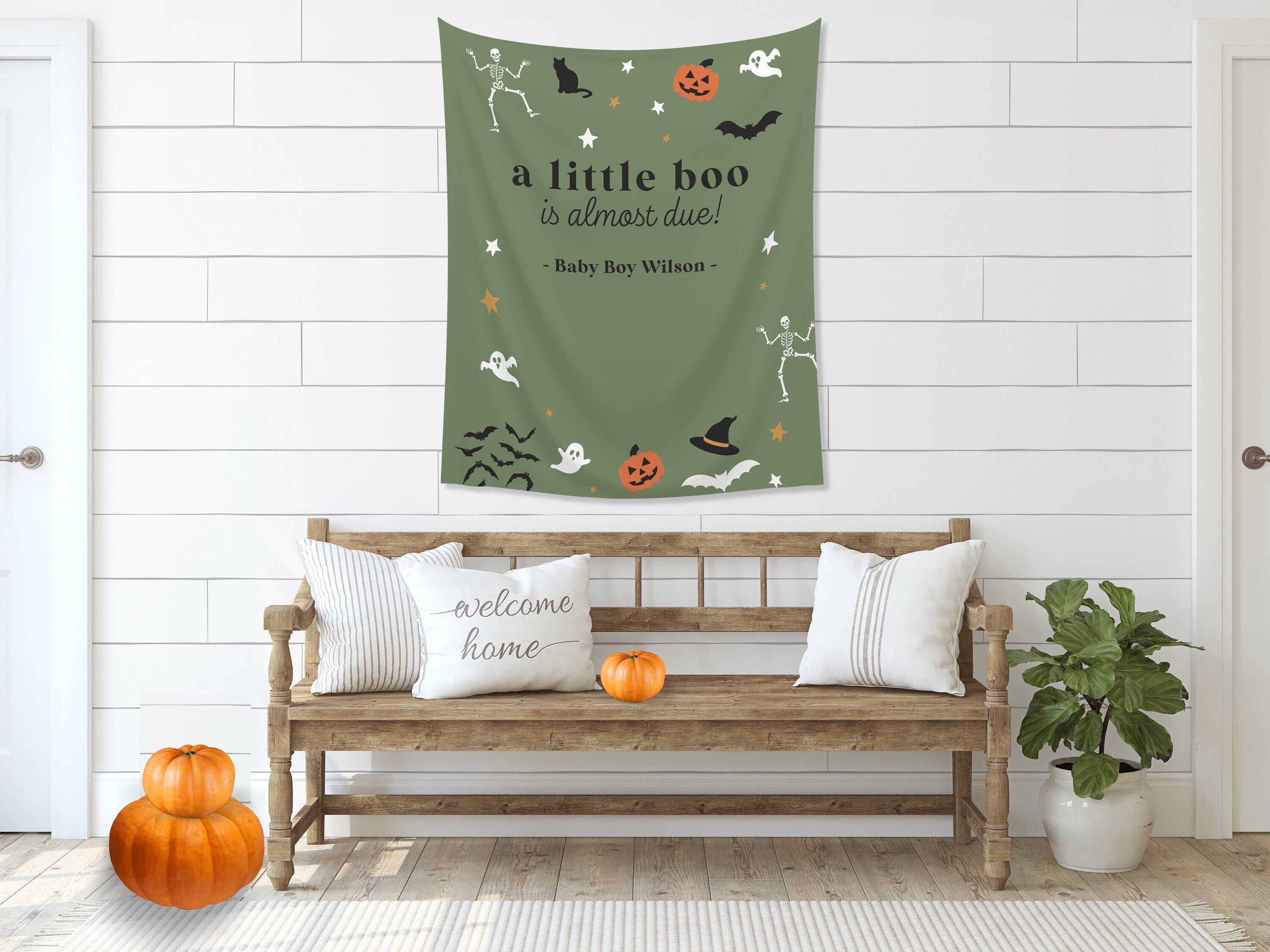 A Little Boo is Almost Due Halloween Baby Shower Banner Backdrop