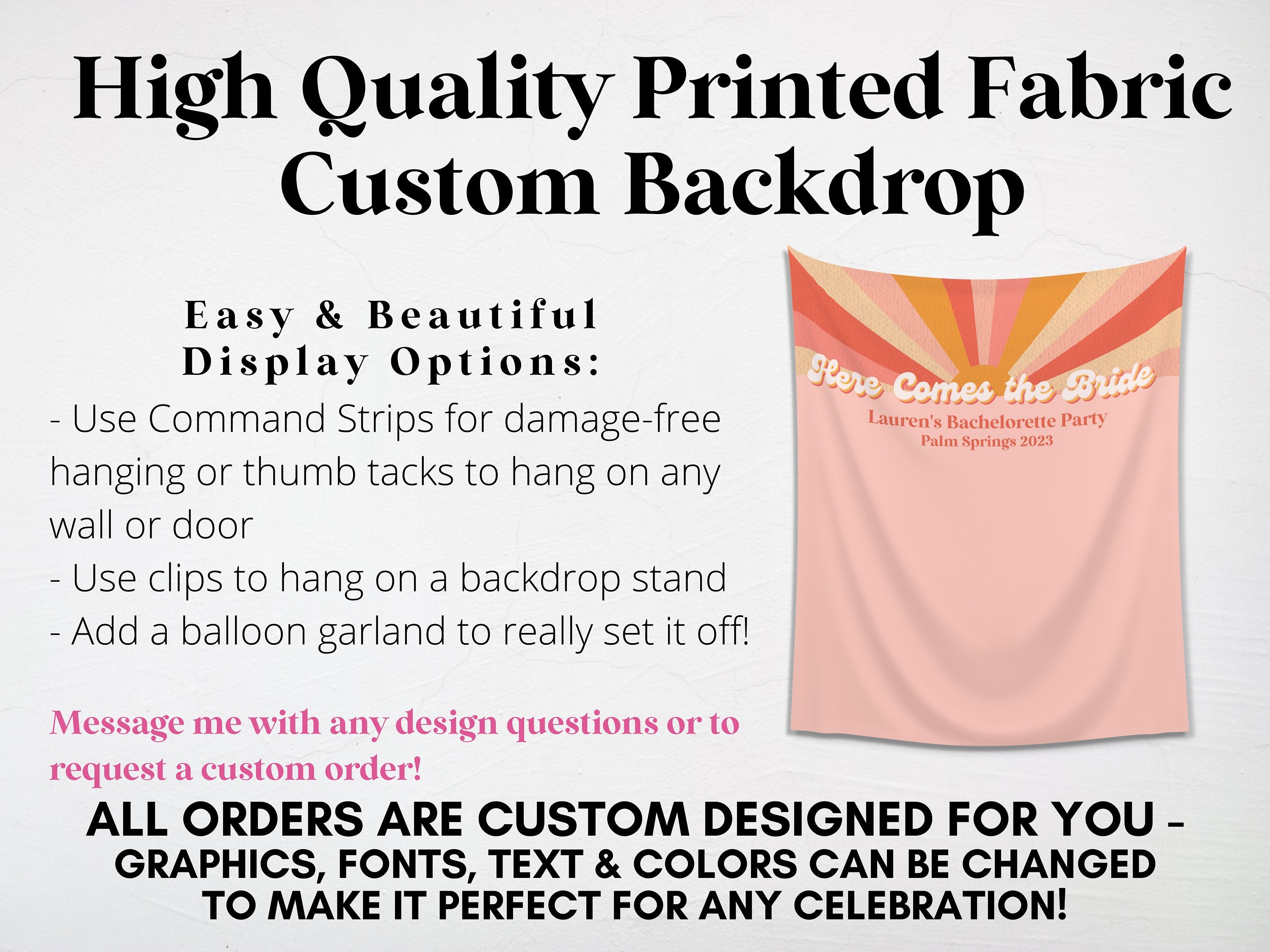 Here Comes the Bride Retro Custom Bachelorette Party Banner Backdrop