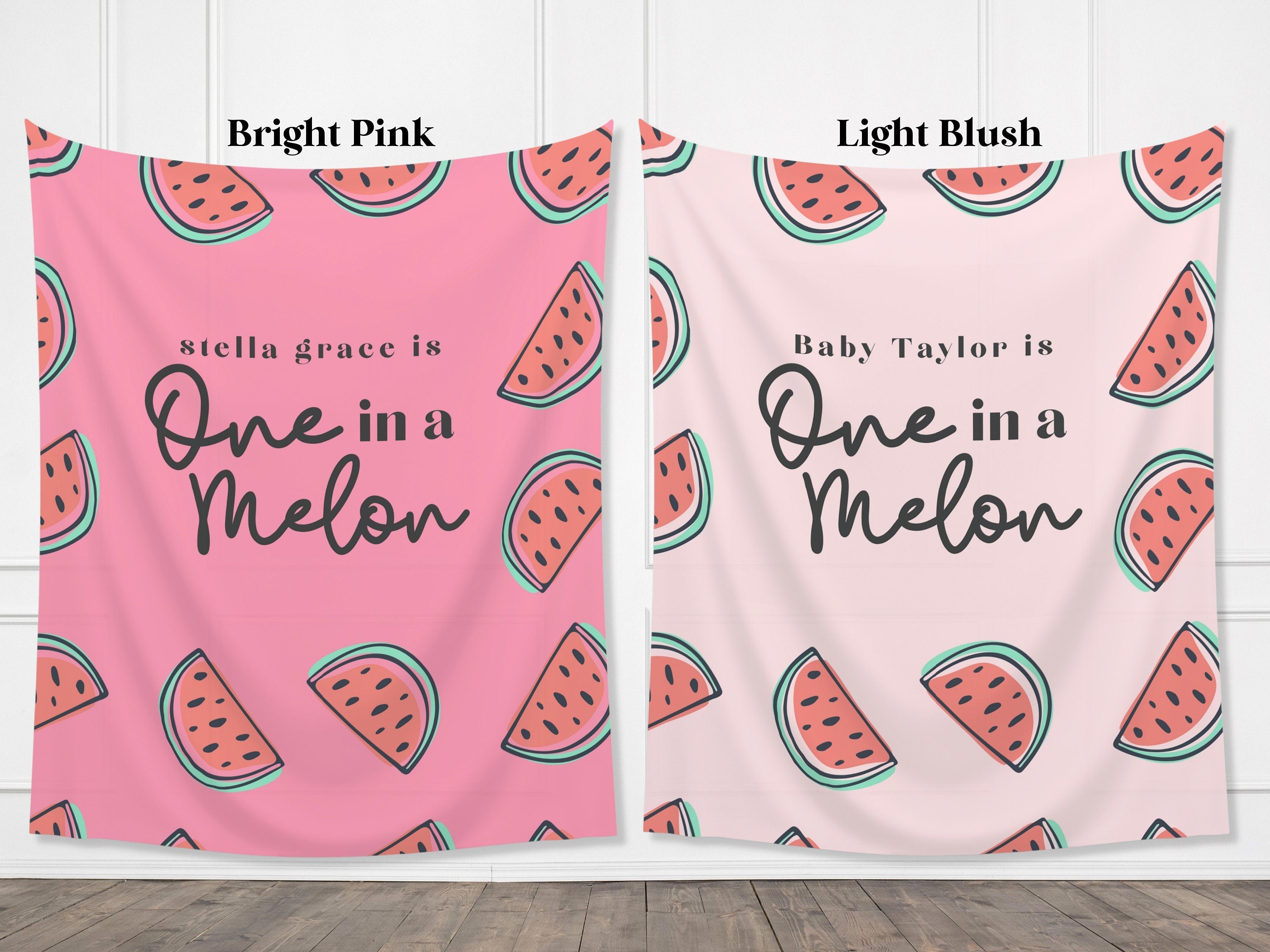 One in a Melon Summer Watermelon Customizable 1st Birthday Backdrop | Little Sweetie Custom Birthday Party or Baby Shower Banner