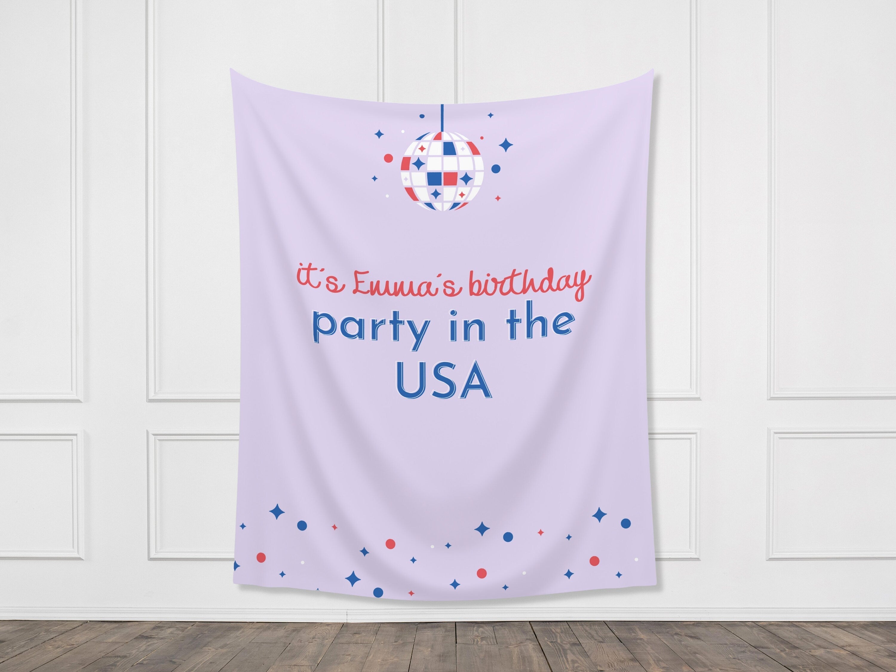 It's a Party in the USA Custom Text Party Backdrop | 4th of July Personalized Banner | Birthday, Bachelorette, 30th, Pool Party or BBQ Décor