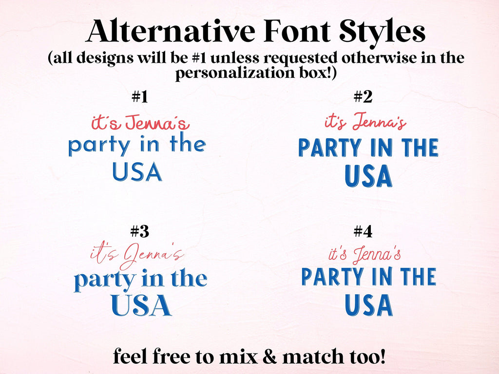 It's a Party in the USA Custom Text Party Backdrop | 4th of July Personalized Banner | Birthday, Bachelorette, 30th, Pool Party or BBQ Décor